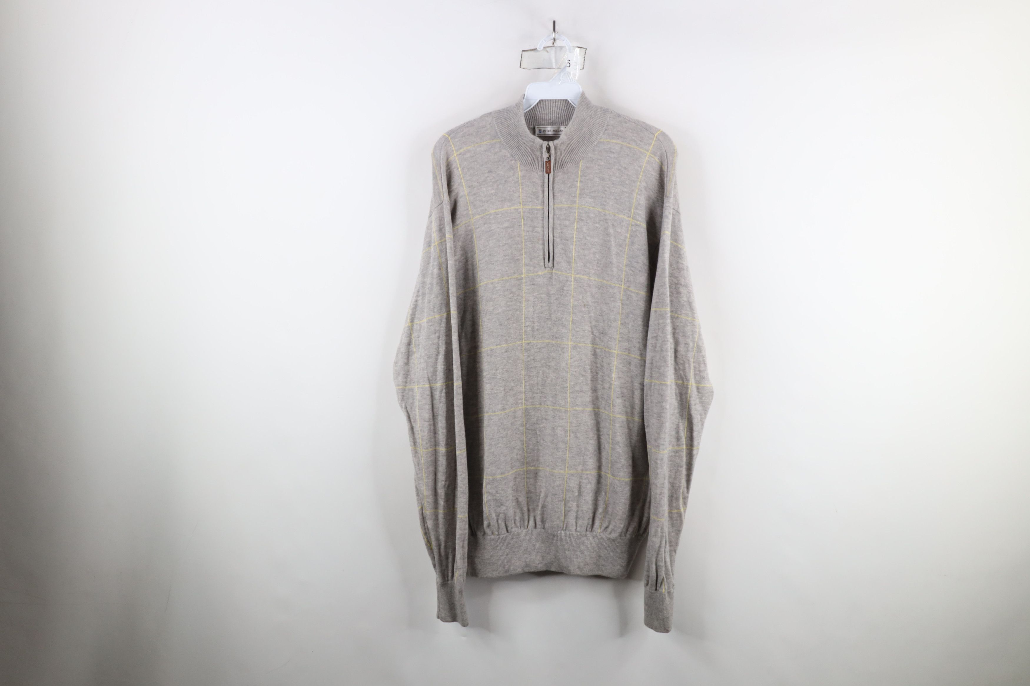 Peter Millar × Vintage Peter Millar Cashmere Knit Half Zip Pullover Sweater Gray Size US L / EU 52-54 / 3 - 1 Thumbnail