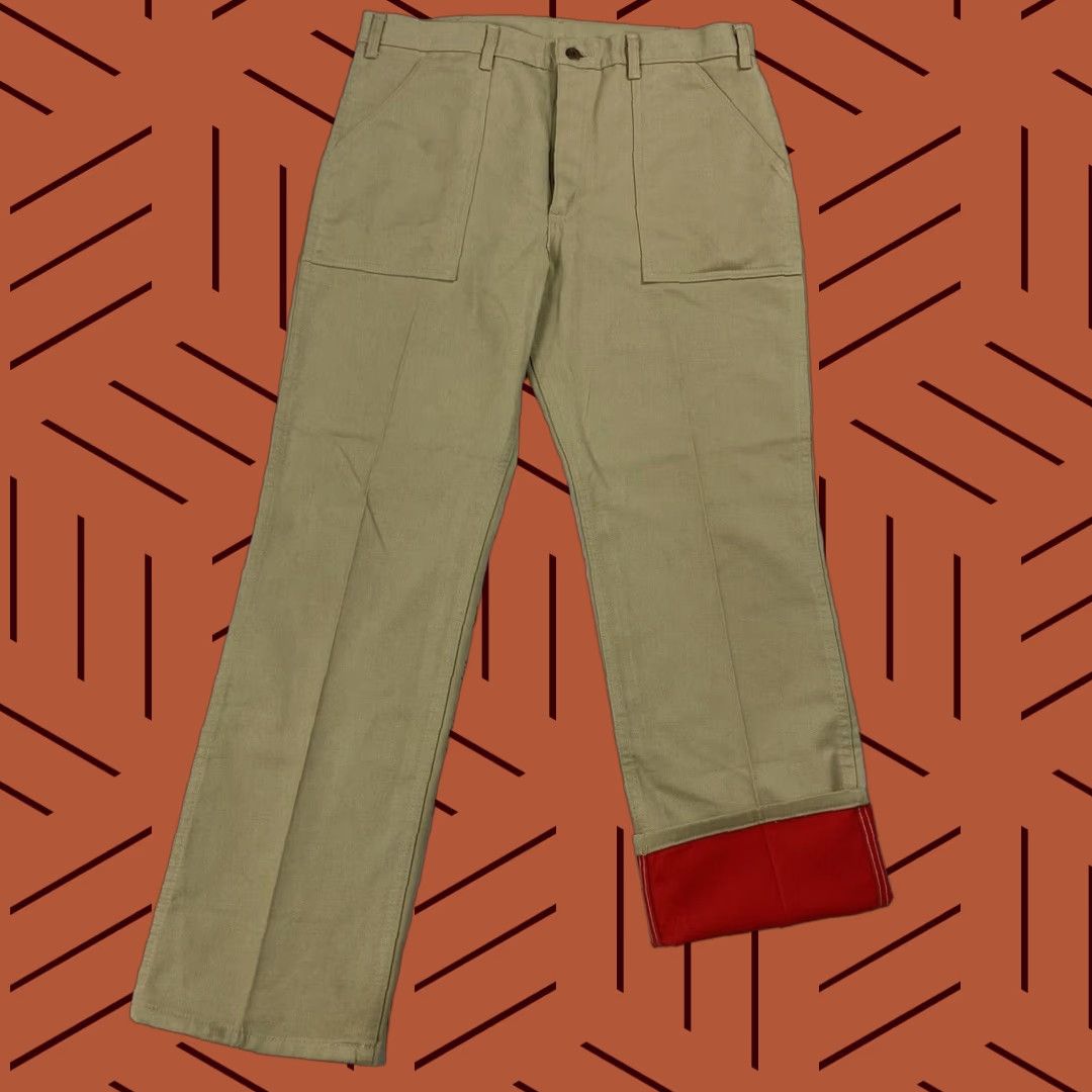 Vintage VINTAGE Work Pants Men 34 Inch Khaki Cotton OG-107 Fleece Lined Workwear 70s Straight Leg Size US 34 / EU 50 - 1 Thumbnail