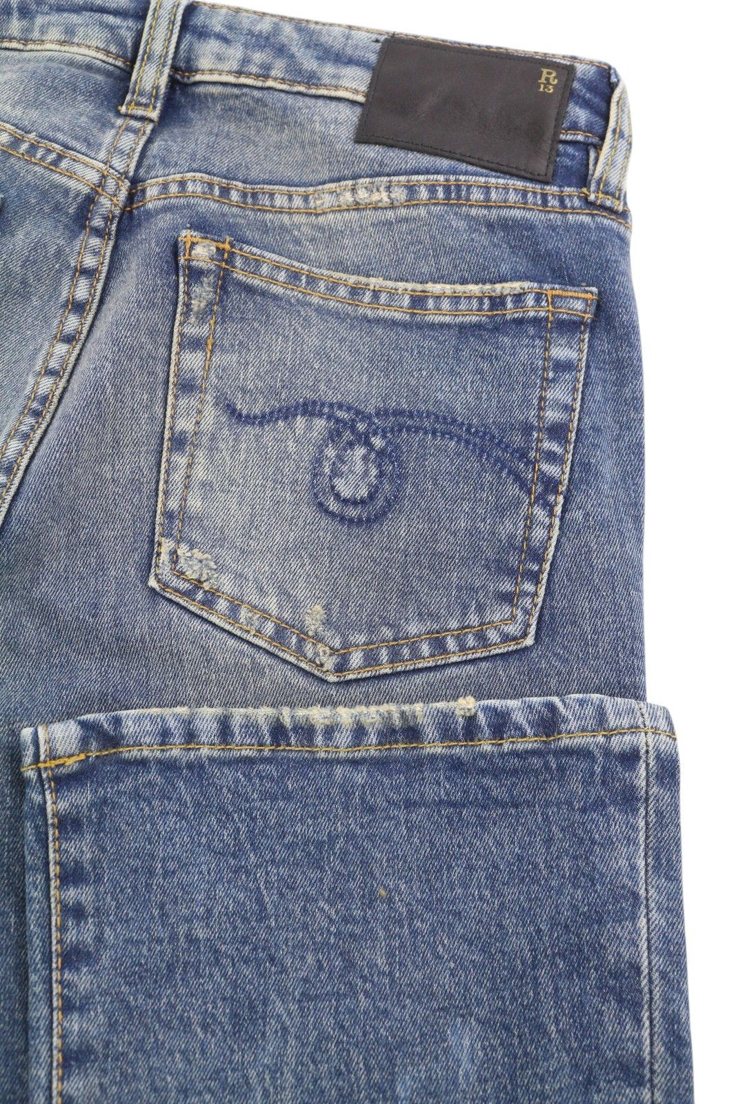 R13 KICK FIT 26 Kelly Stretch Washed Faded Ankle Cropped 86324 Size 26" / US 2 / IT 38 - 6 Thumbnail