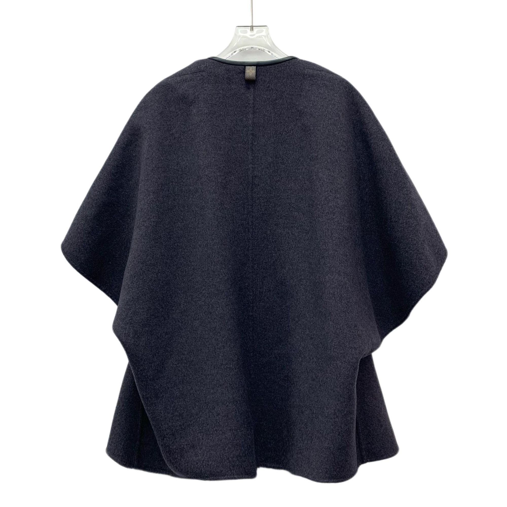 Louis Vuitton LOUIS VUITTON Dark Grey Wool & Silk Cape Coat With Monogram Size S / US 4 / IT 40 - 8 Thumbnail