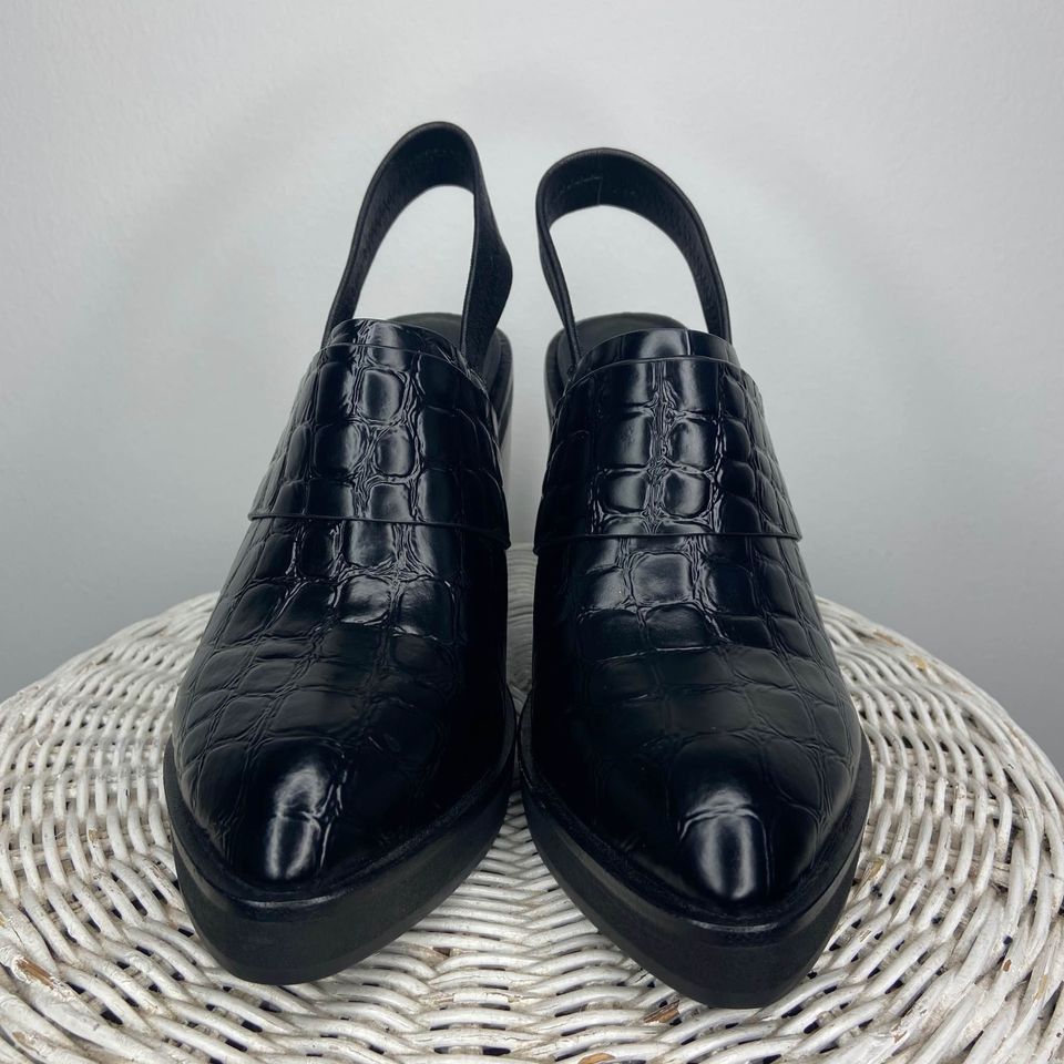 INTENTIONALLY BLANK Intentionally Blank Moonbeam Embossed Strap Heel Mules Size US 6 / IT 36 - 6 Thumbnail