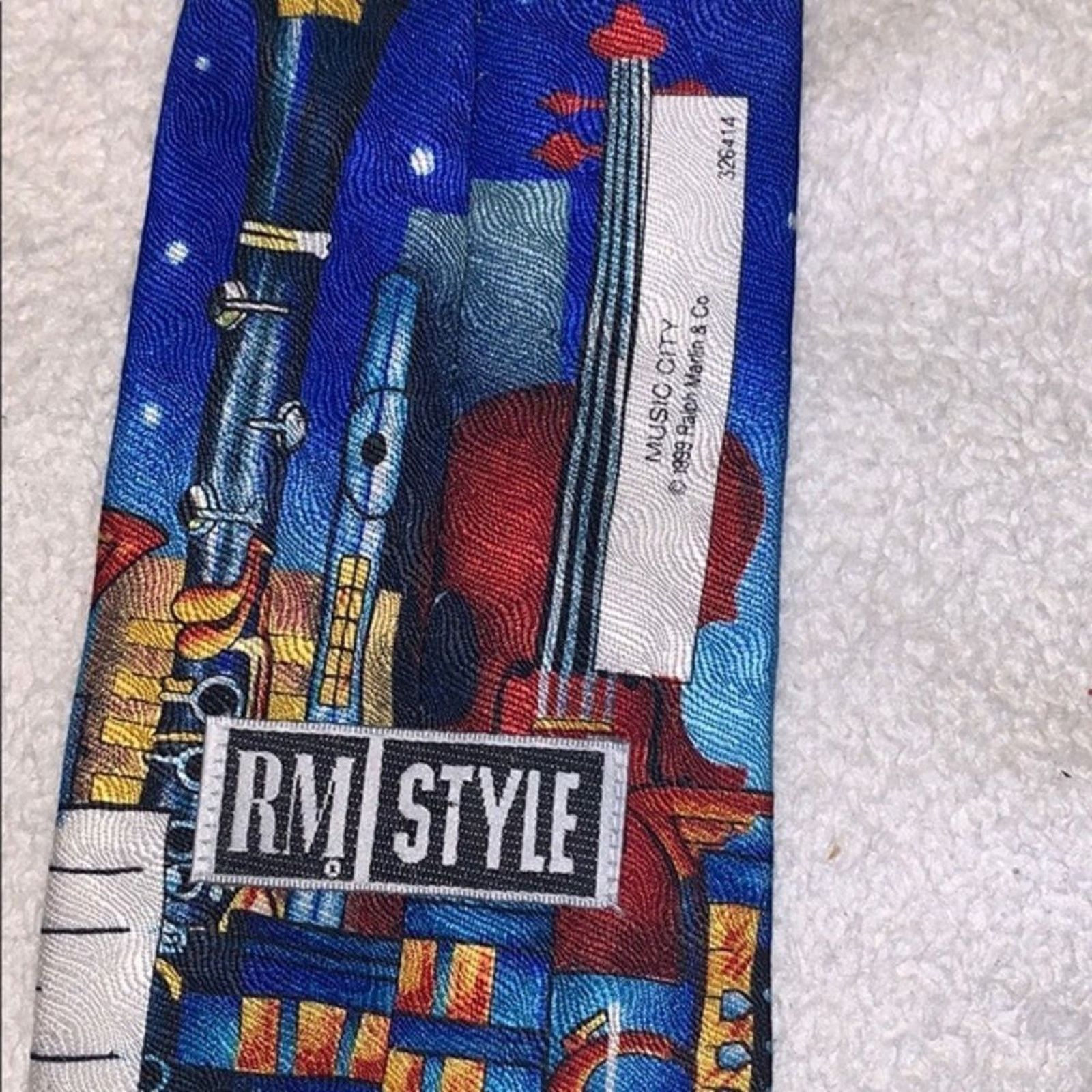 Other RM Style Music City Design Silk Neck Tie | Sz OS Size ONE SIZE - 5 Thumbnail