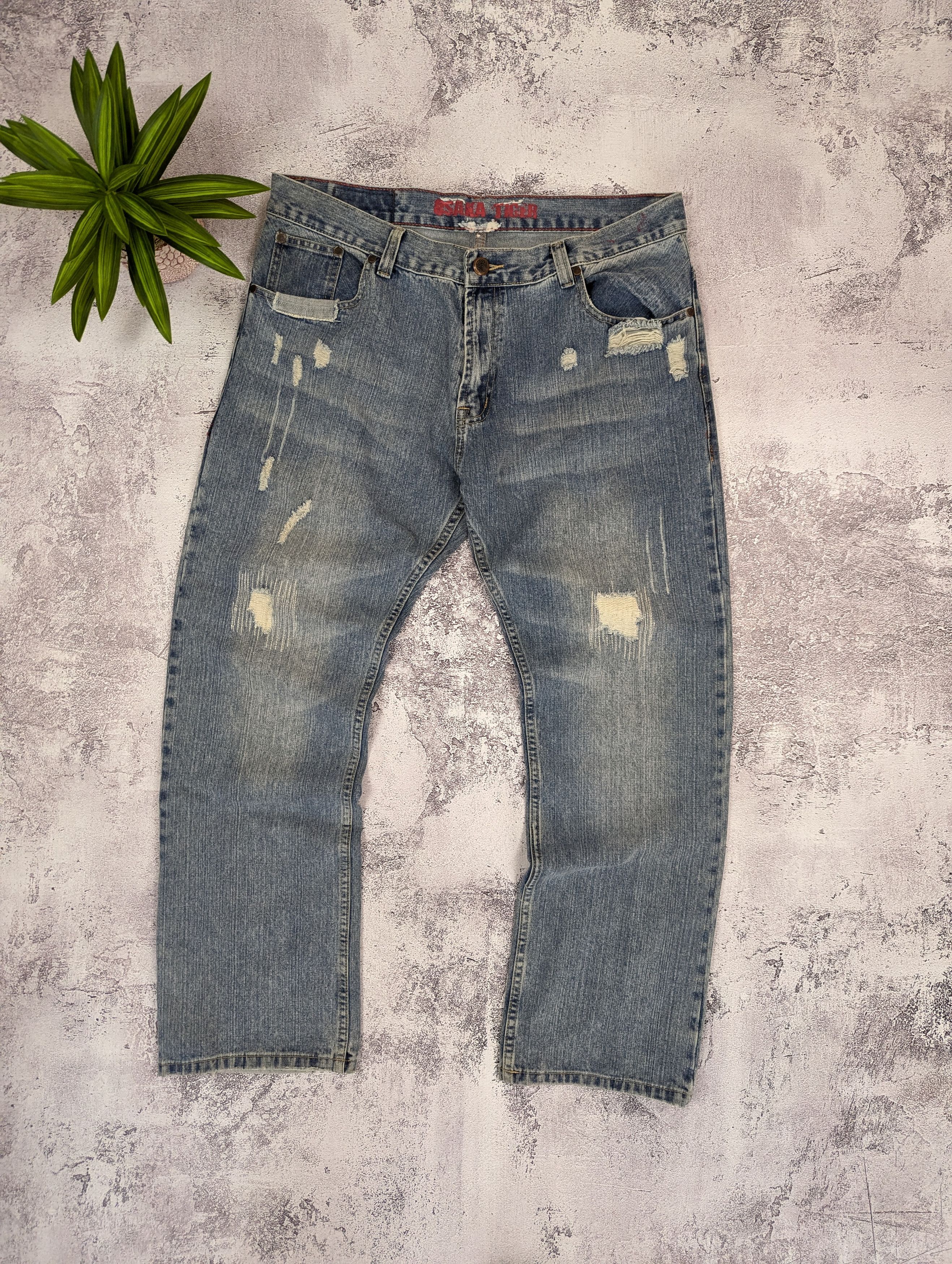 Japanese Brand Osaka Tiger Japanese Distressed Light Blue Jeans Mens Sz 38R Size US 38 / EU 54 - 11 Thumbnail
