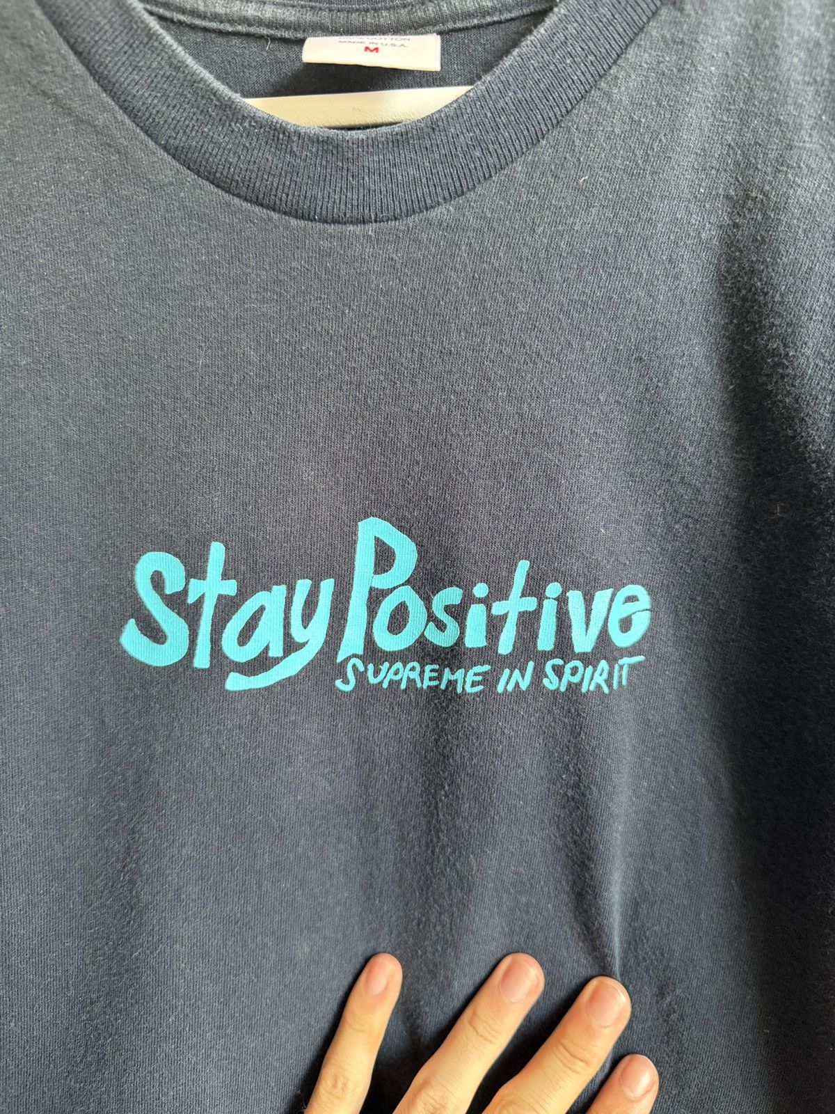 Supreme Supreme Stay Positive navy tee Size US M / EU 48-50 / 2 - 3 Thumbnail