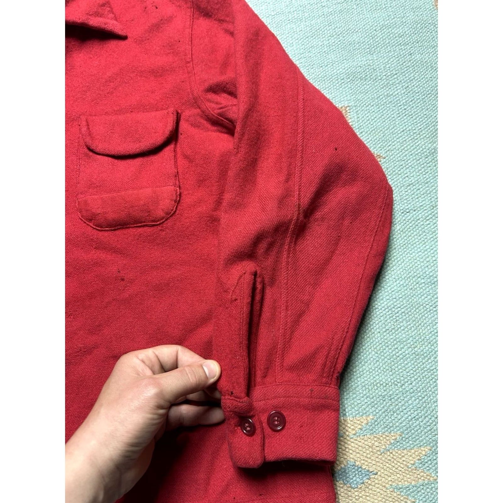 Vintage VINTAGE Campus Shirt Long Sleeve M/L 1950s Wool Loop Collar Hollywood Distressed Mens Size US M / EU 48-50 / 2 - 5 Thumbnail