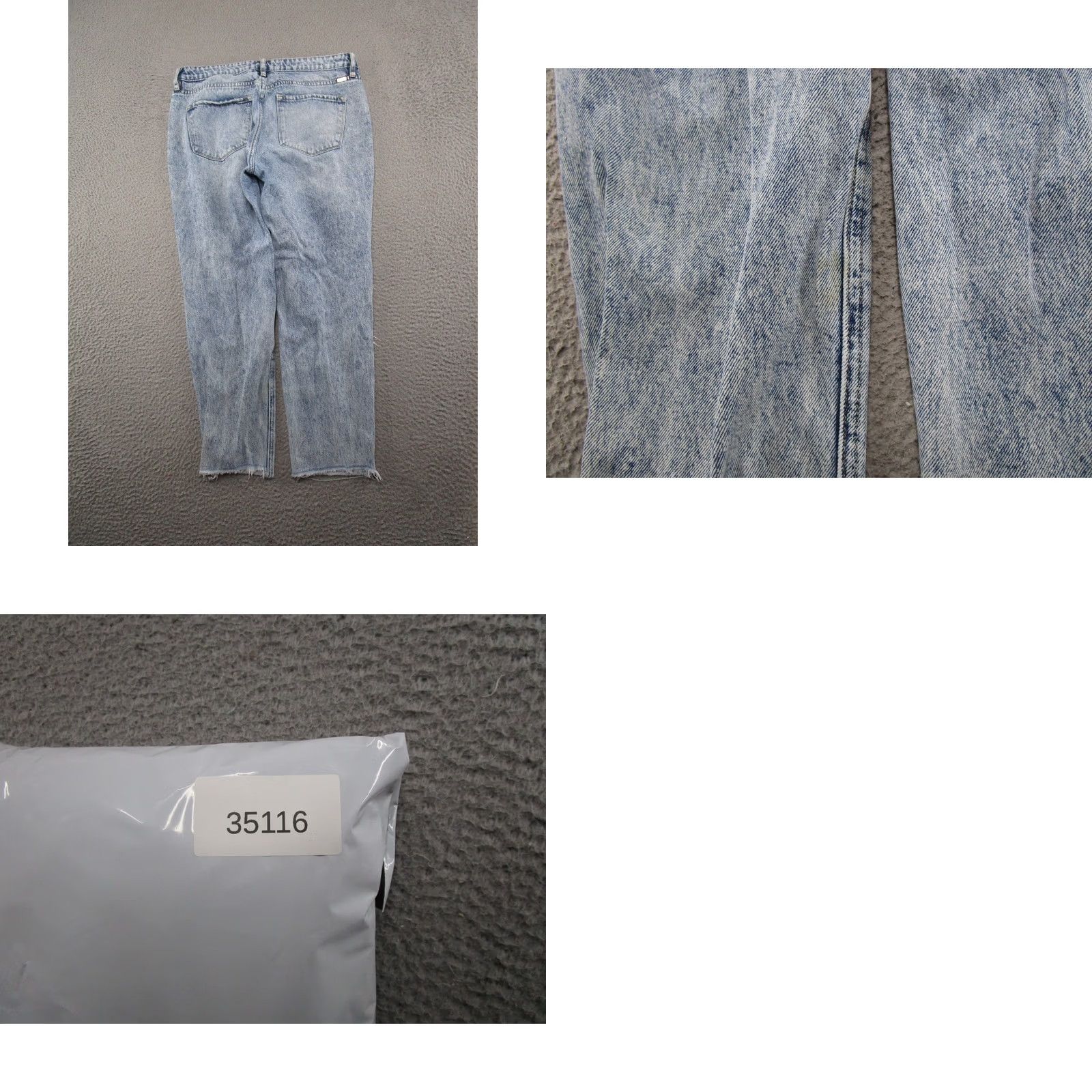 Vintage Kancan Women's Light Wash Denim Jeans Size 11 Regular 5-Pocket Distressed City Straight Jeans Bluefaded Denim Blue Size 32" / US 10 / IT 46 - 9 Thumbnail