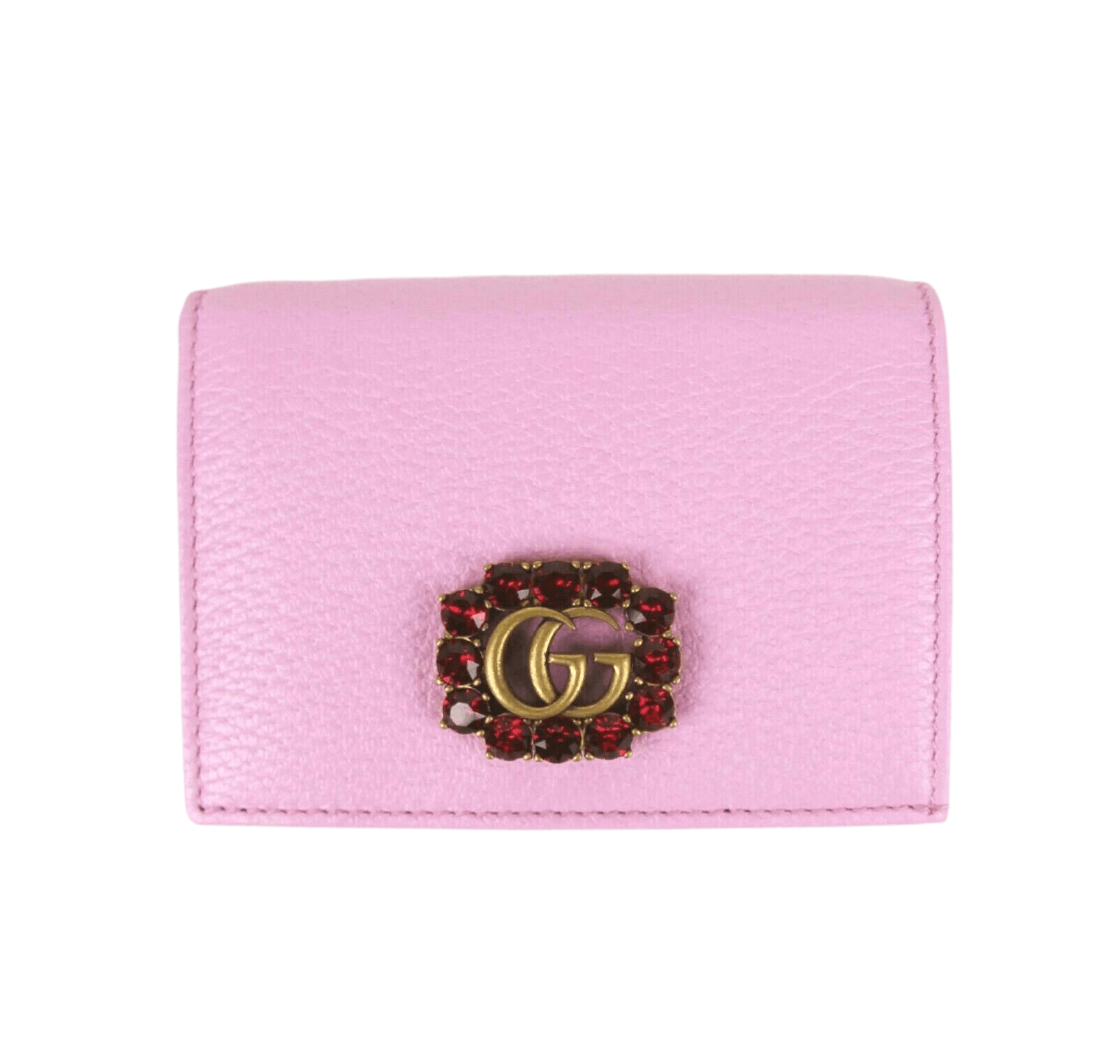 Marmont Women's Pink Leather Wallet w/Crystal Double G
