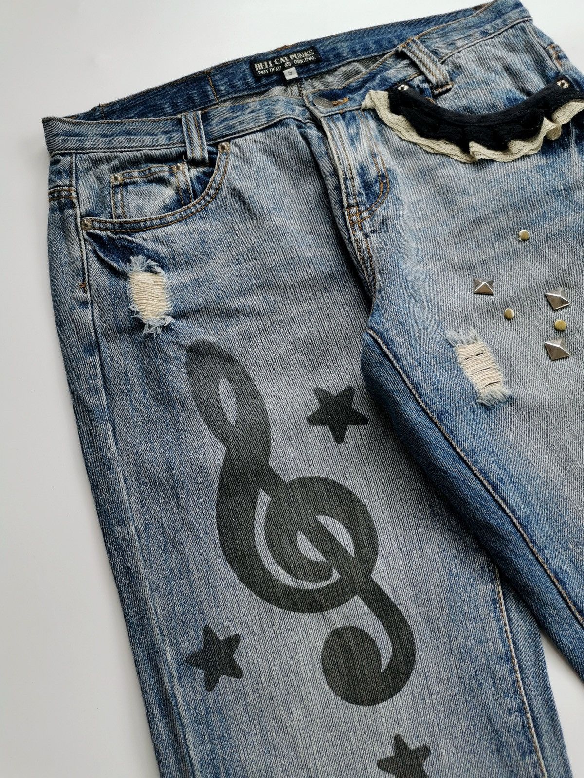 Seditionaries Hell Cat Punks Treble Clef Pyramid Stud Zipper Jean Vivienne Size 30" / US 8 / IT 44 - 4 Thumbnail