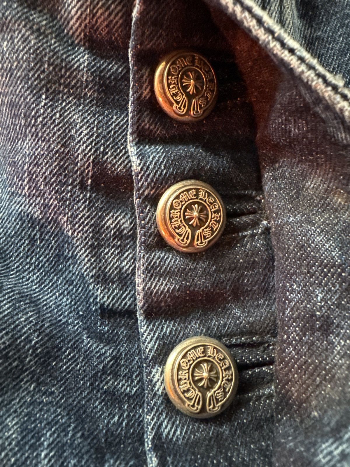 Chrome Hearts Indigo Denim Fleur Knee Jeans Black White & Brown Patches Size US 36 / EU 52 - 11 Thumbnail