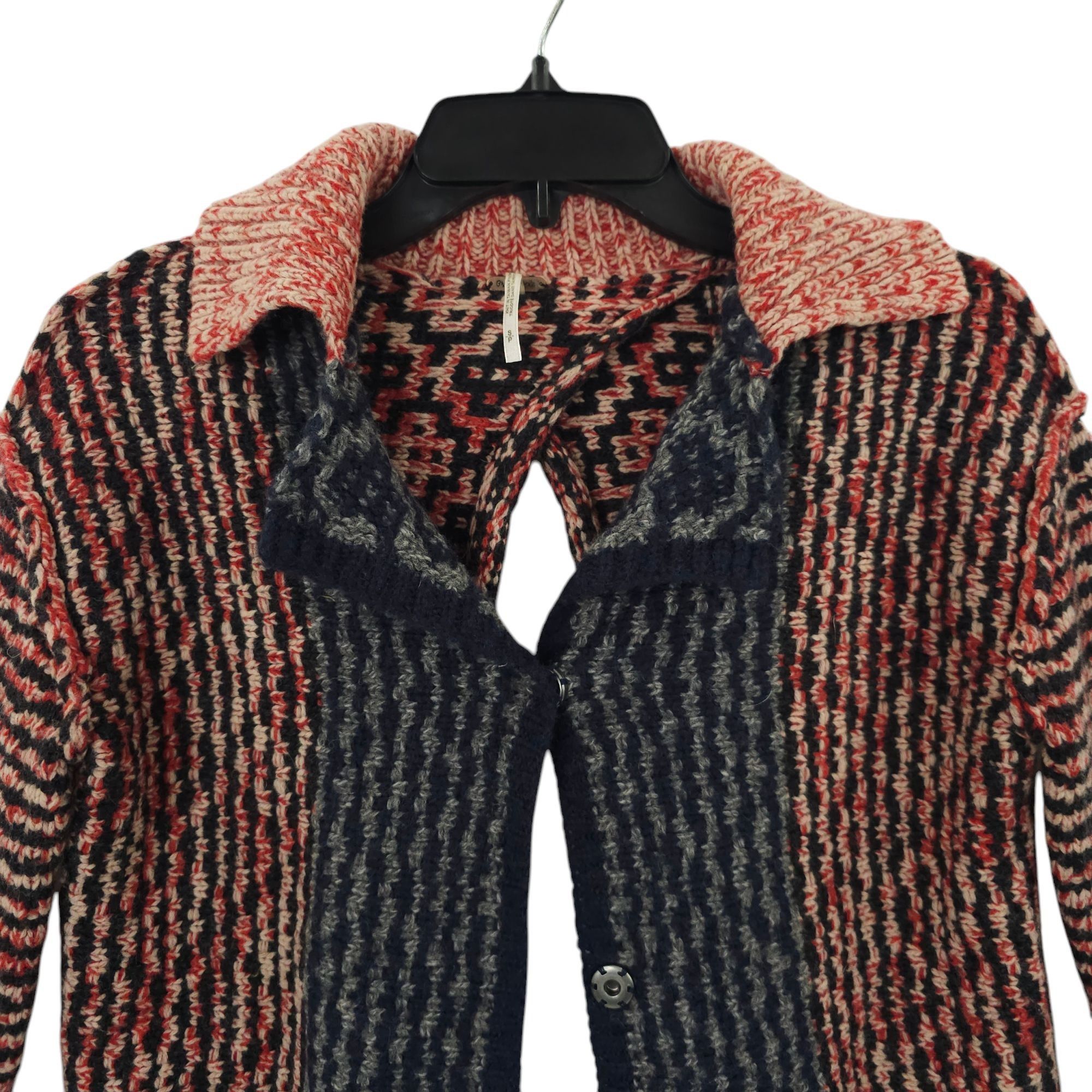 Free People Free People Open Back Sweater Womens S Striped Snap Front Size S / US 4 / IT 40 - 9 Thumbnail