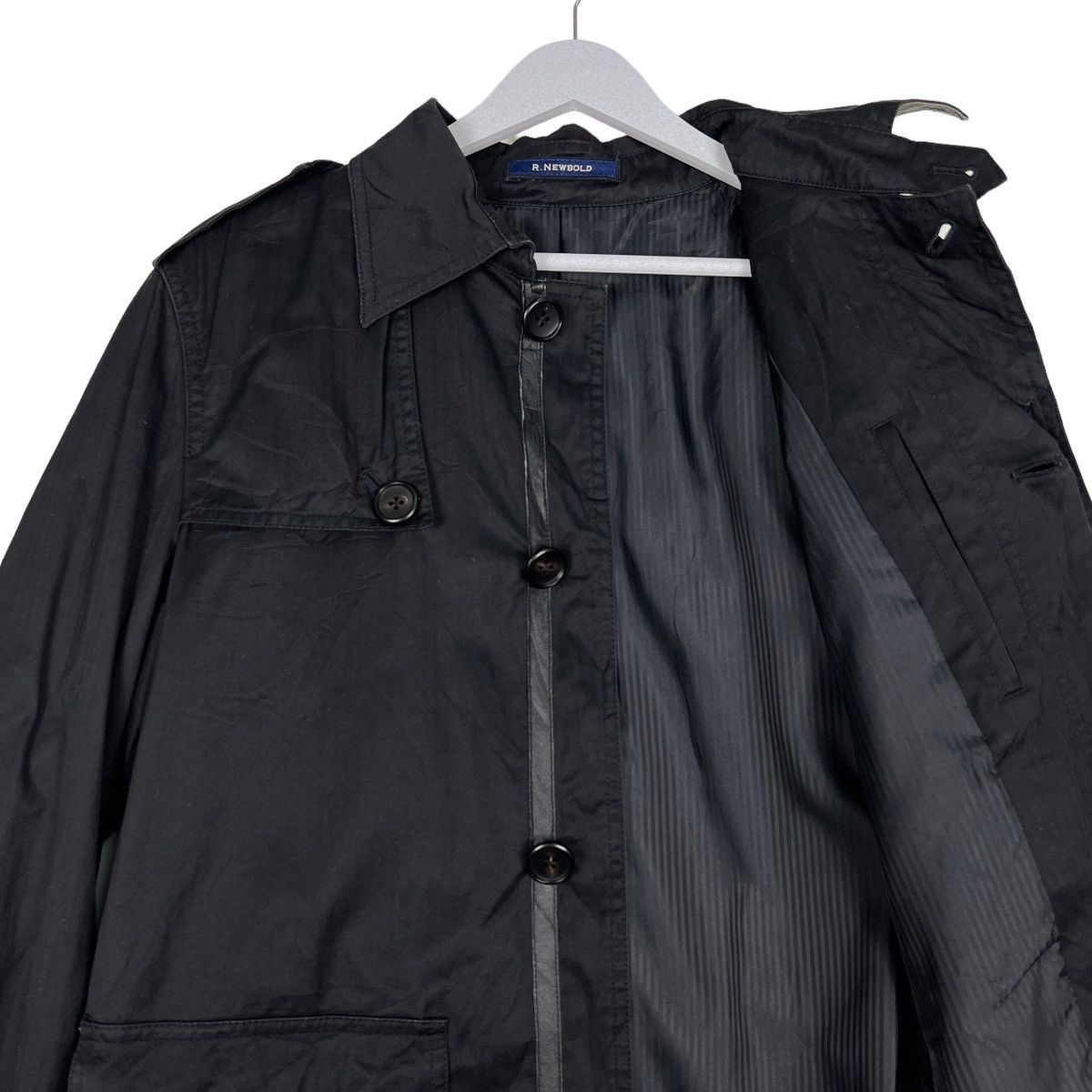 R.Newbold 🔥 BLACK R.NEWBOLD BELTED TRENCH COAT JACKET Size US M / EU 48-50 / 2 - 10 Thumbnail