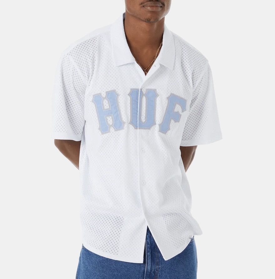 Huf ⚡️ HUF Arch Mesh Button Up Jersey Shirt White 2XL XXL ⚡️ Size US XXL / EU 58 / 5 - 3 Thumbnail