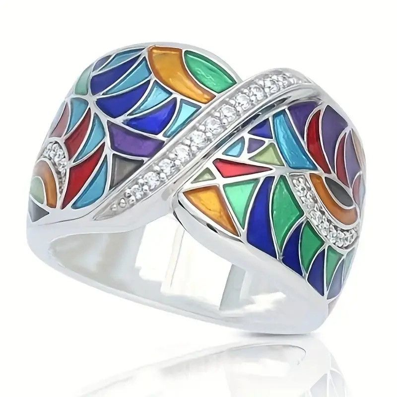 Japanese Brand × Jewelry × Vintage Creative Handmade Enamel Inlaid Stone Ring Size ONE SIZE - 2 Thumbnail