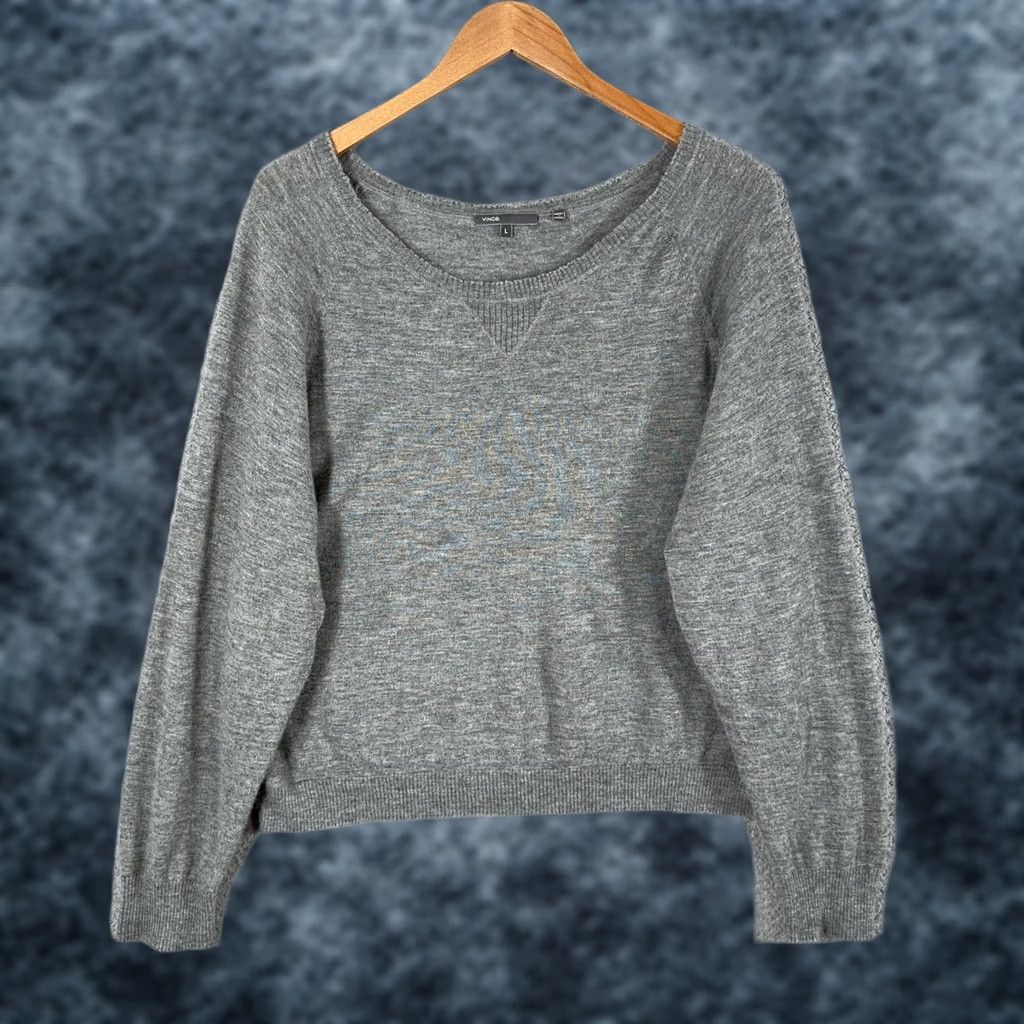 Vince Vince Sweater Women Large 100% Cashmere Gray Scoop Neck Raglan Pullover Size L / US 10 / IT 46 - 1 Thumbnail