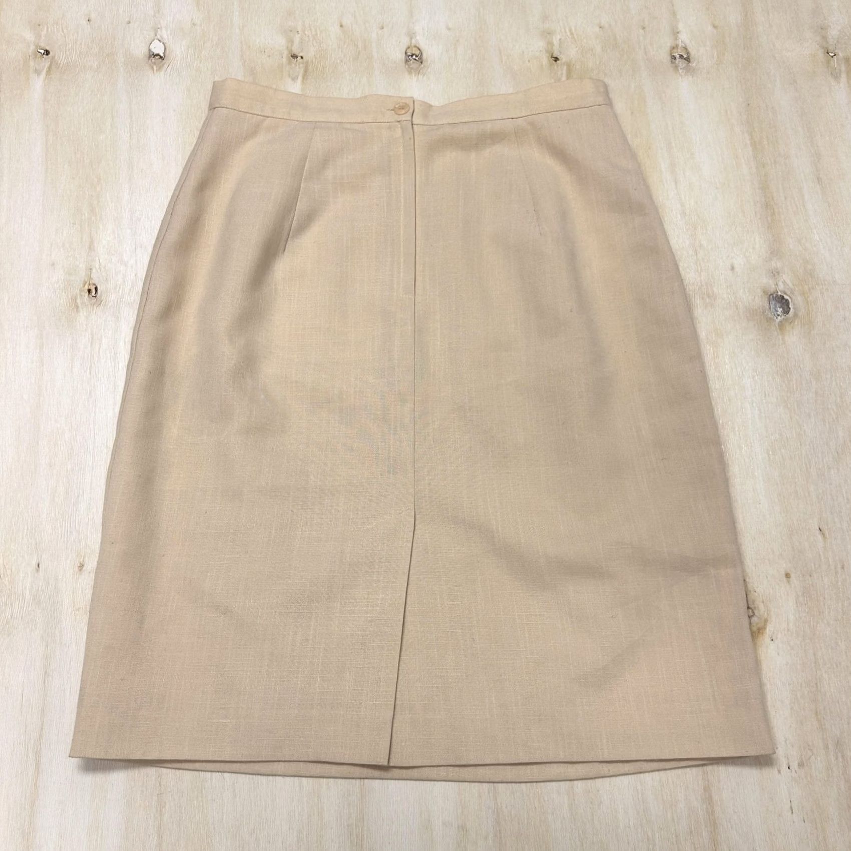 Vintage VINTAGE Isaac Hazan Skirt Womens 16 Beige Solid Pencil Knee Length Lined Work Size 38" / US 16 / IT 52 - 6 Thumbnail