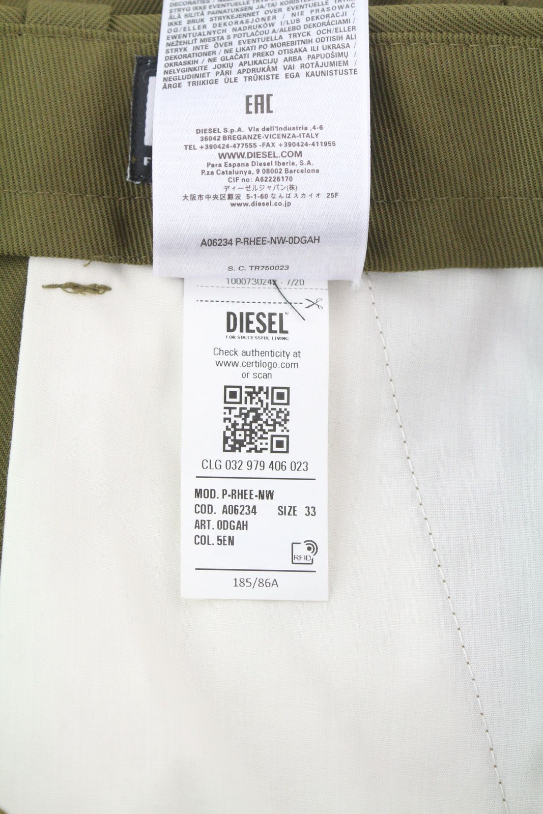 P-RHEE-NW W33 Green Wool Blend Pleated Zip Cargo 85376
