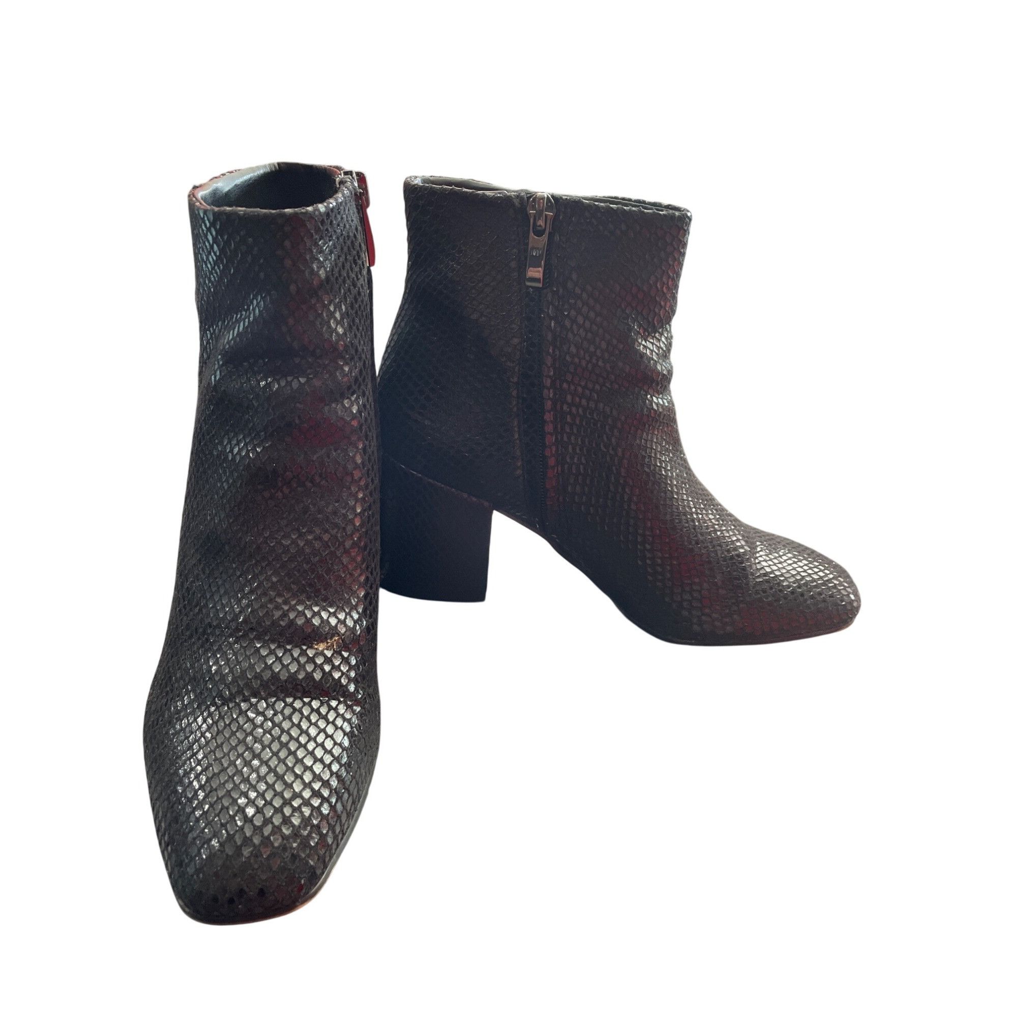 Franco Sarto Franco Sarto womans black Snake Print Ankle 3" inch boots SK Size US 7 / IT 37 - 1 Thumbnail