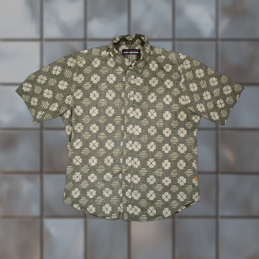 Reyn Spooner REYN SPOONER Shirt Mens Medium Green Button Up Reverse Print Hawaiian Tiki Size US M / EU 48-50 / 2 - 1 Thumbnail
