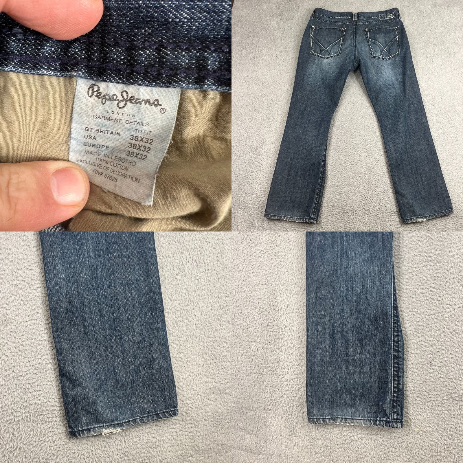 Pepe Jeans VINTAGE Pepe Jeans London Jeans Men 38 Regular Fit Denim Blue 90s Streetwear USA Mens Size US 38 / EU 54 - 8 Thumbnail