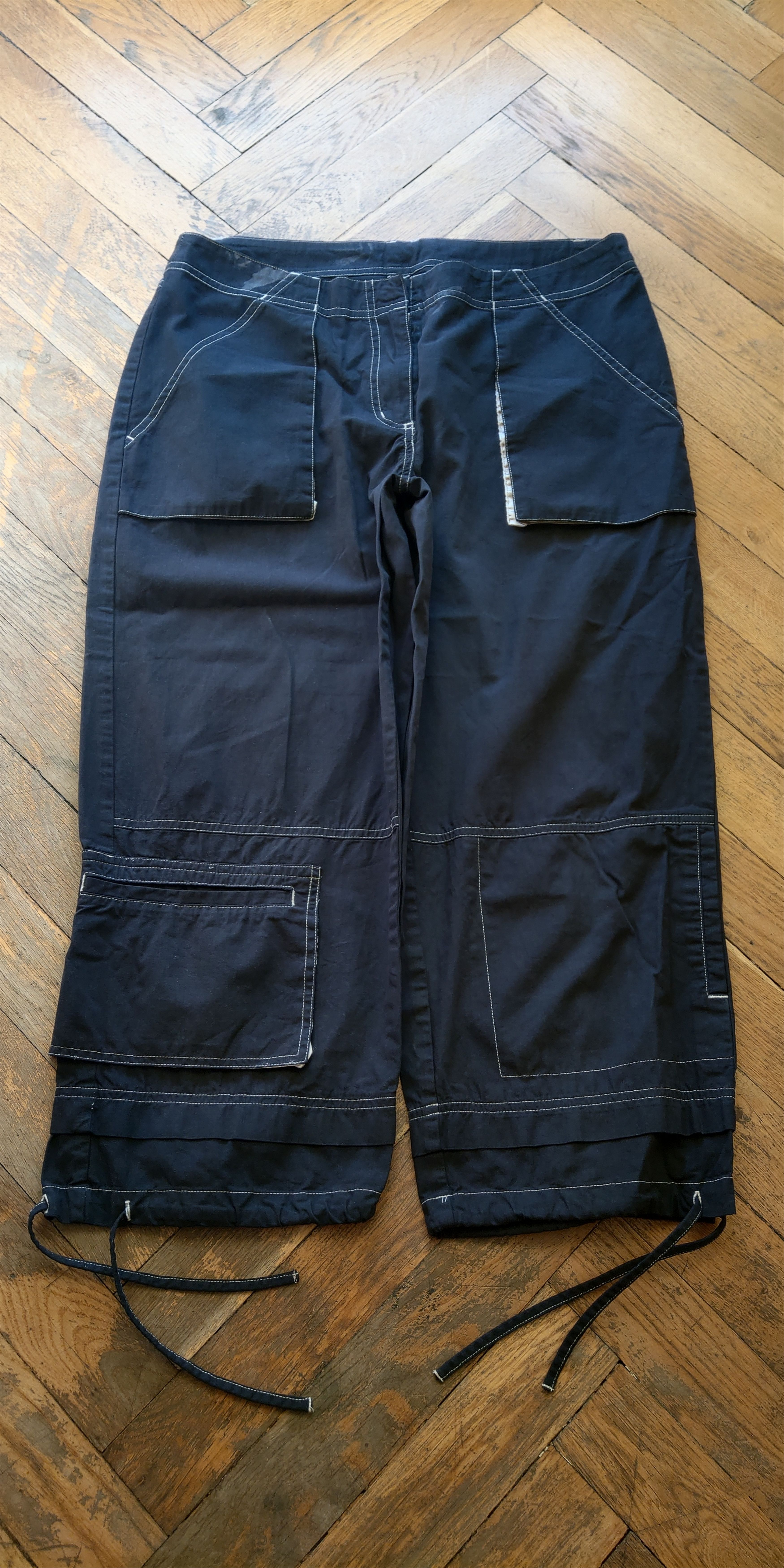 Vintage Asymmetric 3/4 Pants Flared Shorts Rave opium grunge Cargo M Size US 32 / EU 48 - 9 Thumbnail