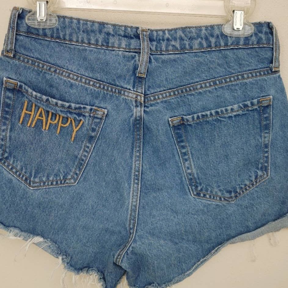 Other Wild Fable Highest Rise Mom Shorts Jean Denim "HAPPY" 4/27 Size 27" / US 4 / IT 40 - 4 Thumbnail