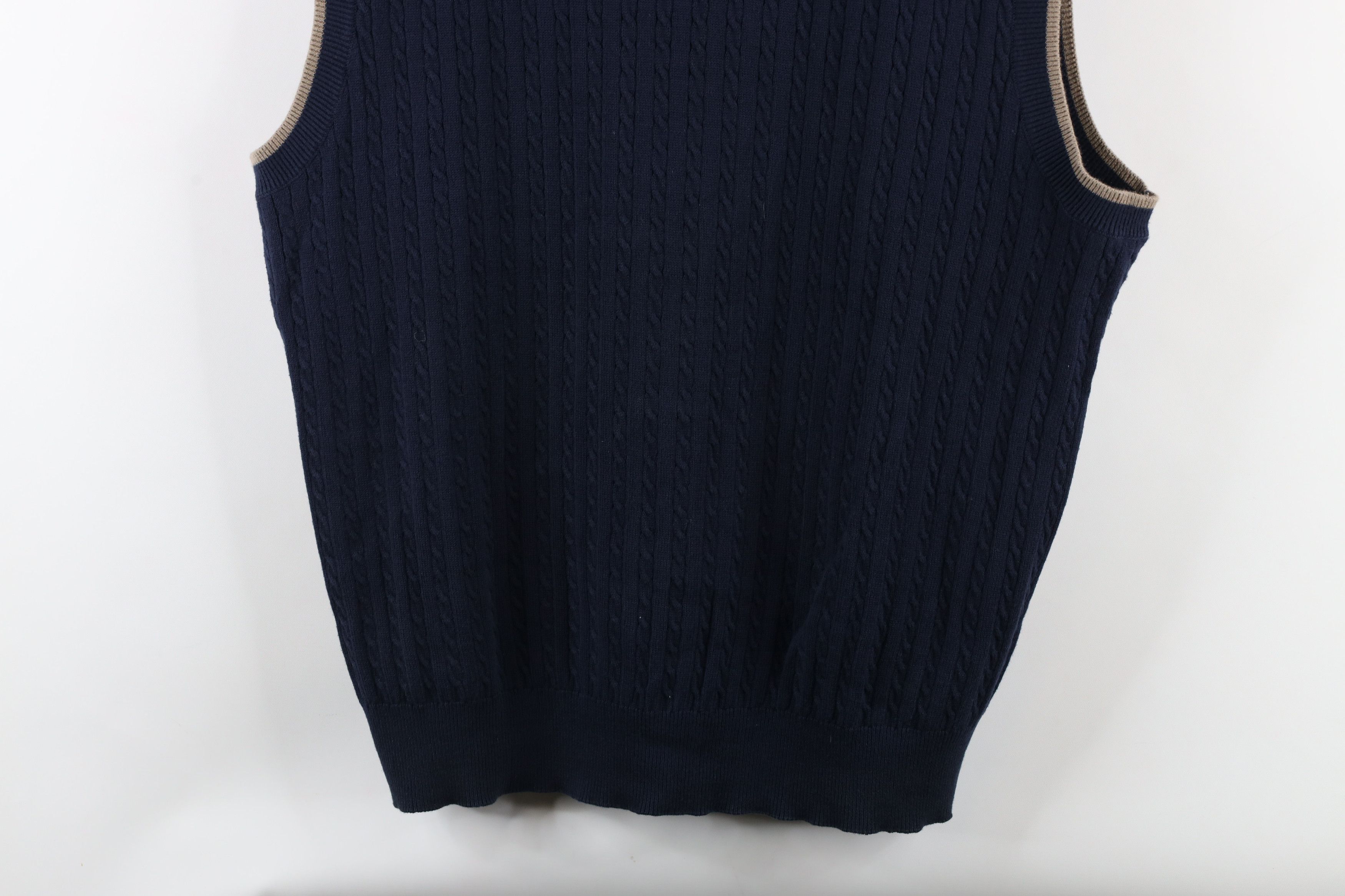 Vintage Vintage 90s Streetwear Cable Knit V-Neck Sweater Vest Blue Size US XL / EU 56 / 4 - 3 Thumbnail