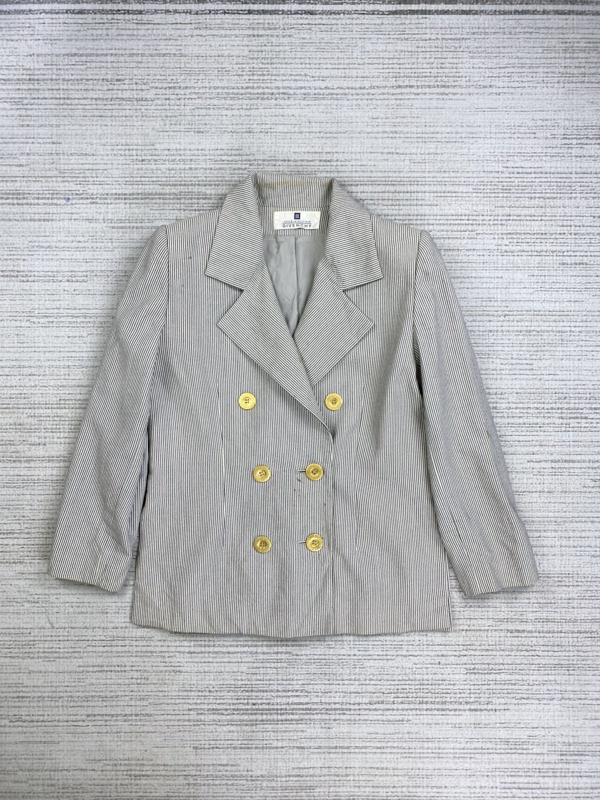 Givenchy × Vintage Vintage GIVENCHY Herringbone Stripe Double Collar Blazer Size US M / EU 48-50 / 2 - 1 Thumbnail