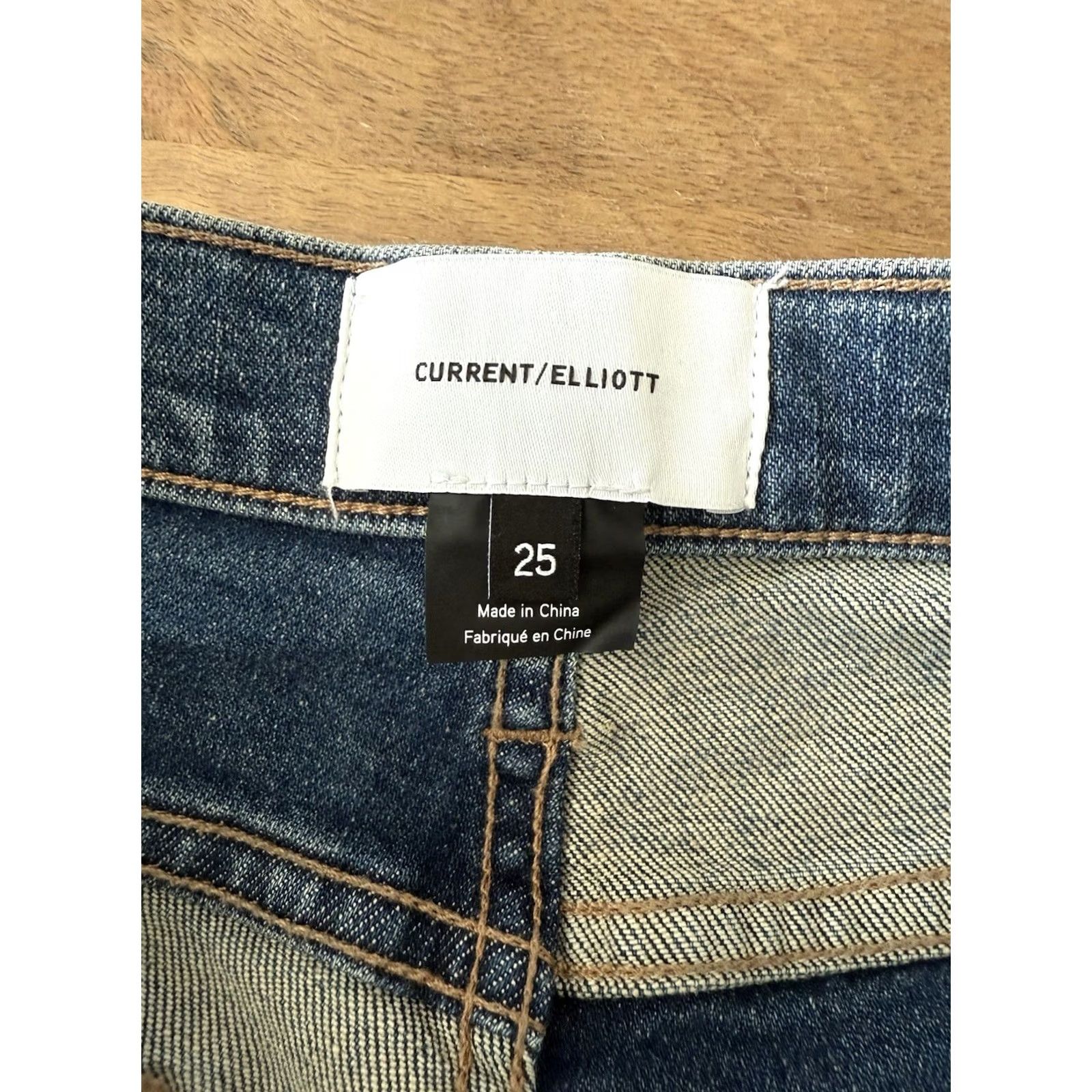 Vintage Current/Elliott Jeans Vanessa Two Tone Denim Womens 25 Mid Rise Blue 5-Pocket Regular Straight 27x24 Beige? Size 42" / US 20 - 3 Thumbnail