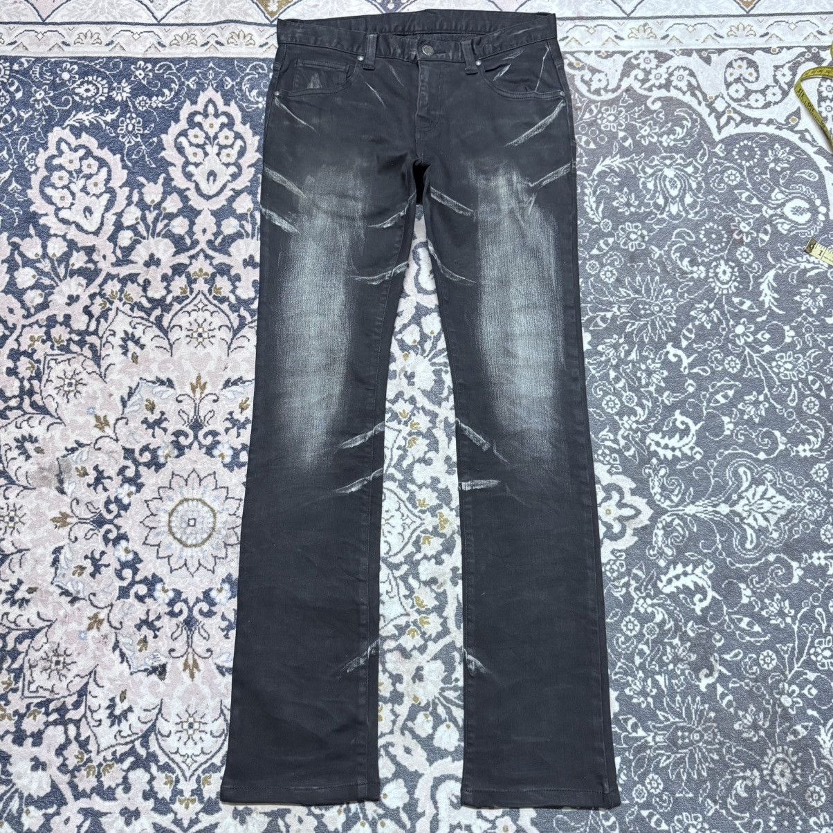 Tornado Mart Tornado Mart Black Whisker Denim Low Flare Jeans Size US 29 - 22 Thumbnail