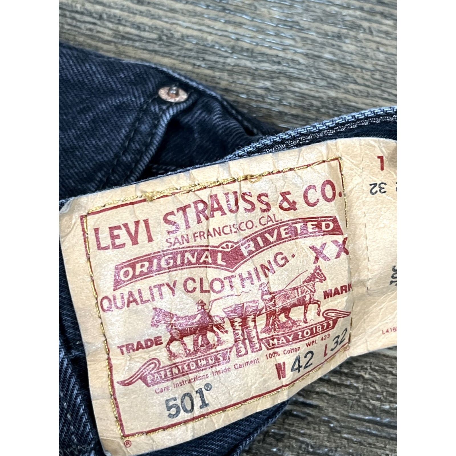 Levi's Levi's 501 Original Jeans Black 40x31 Button Fly Straight Denim Men Shoes? Size US 40 / EU 56 - 6 Thumbnail