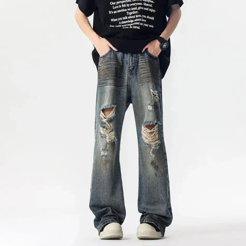 Japanese Brand Retro loose splashed ink ripped jeans Size US 32 / EU 48 - 2 Thumbnail