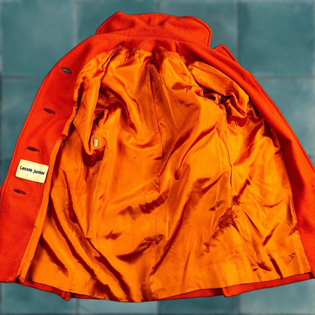 Etro VINTAGE Lassie Junior Orange Wool Coat 1960s Retro Mod Button-Up Women S Fall Winter Spring Size S / US 4 / IT 40 - 1 Thumbnail