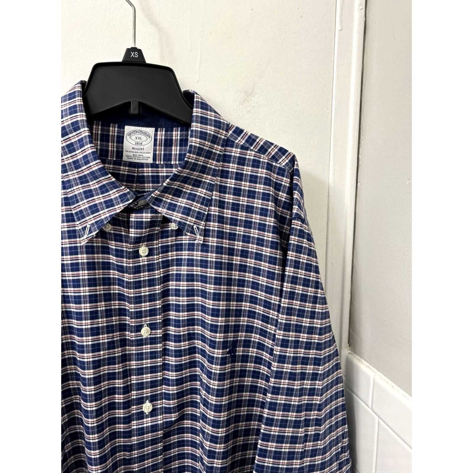 Brooks Brothers Brooks Brothers Original Polo Shirt Mens 2XL Blue Oxford Plaid Supima Cotton L/S Size US XXL / EU 58 / 5 - 4 Thumbnail