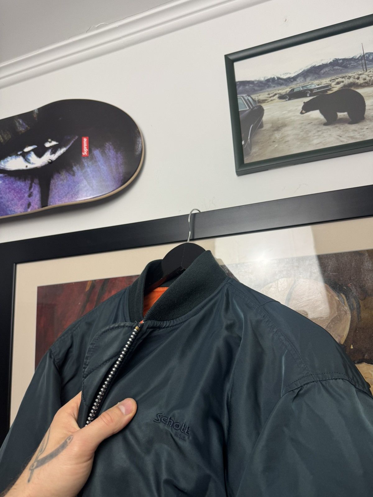 Schott Schott Ma1 Flyer Vintage Nylon Bomber Jacket 90s Boxy Blue Size US M / EU 48-50 / 2 - 3 Thumbnail