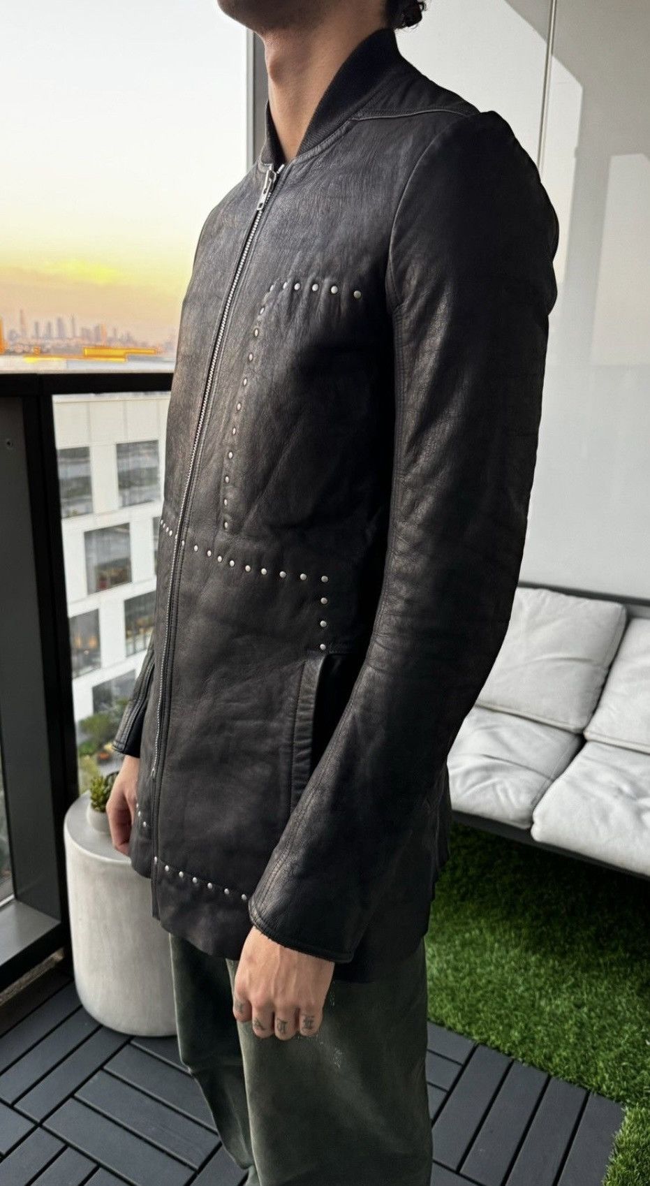 Rick Owens Rick Owens 15AW Sphinx Studded Leather Jacket | Grailed