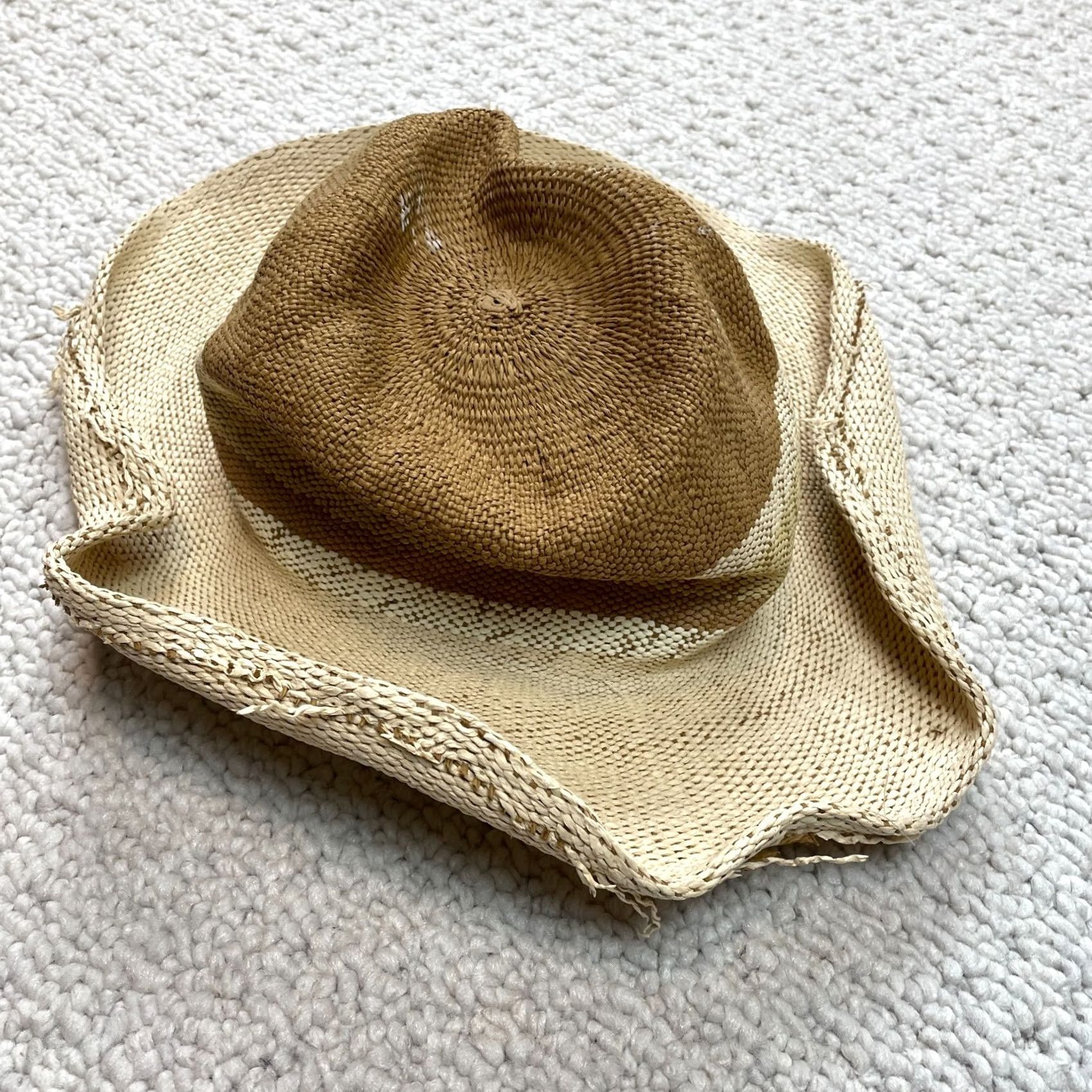 Vintage San Diego Hat Co. Sun Hat Womens One Size Yellow Paper Panama Curved Brim Straw Lightweight Wide Brim Size ONE SIZE - 7 Thumbnail