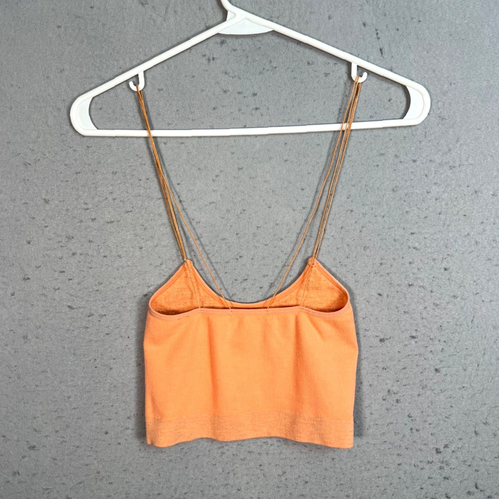 Vintage Out From Under Orange Ribbed Crop Top With Double Straps Womens Small Tank Cropped Cotton Sleeveless Size S / US 4 / IT 40 - 2 Thumbnail