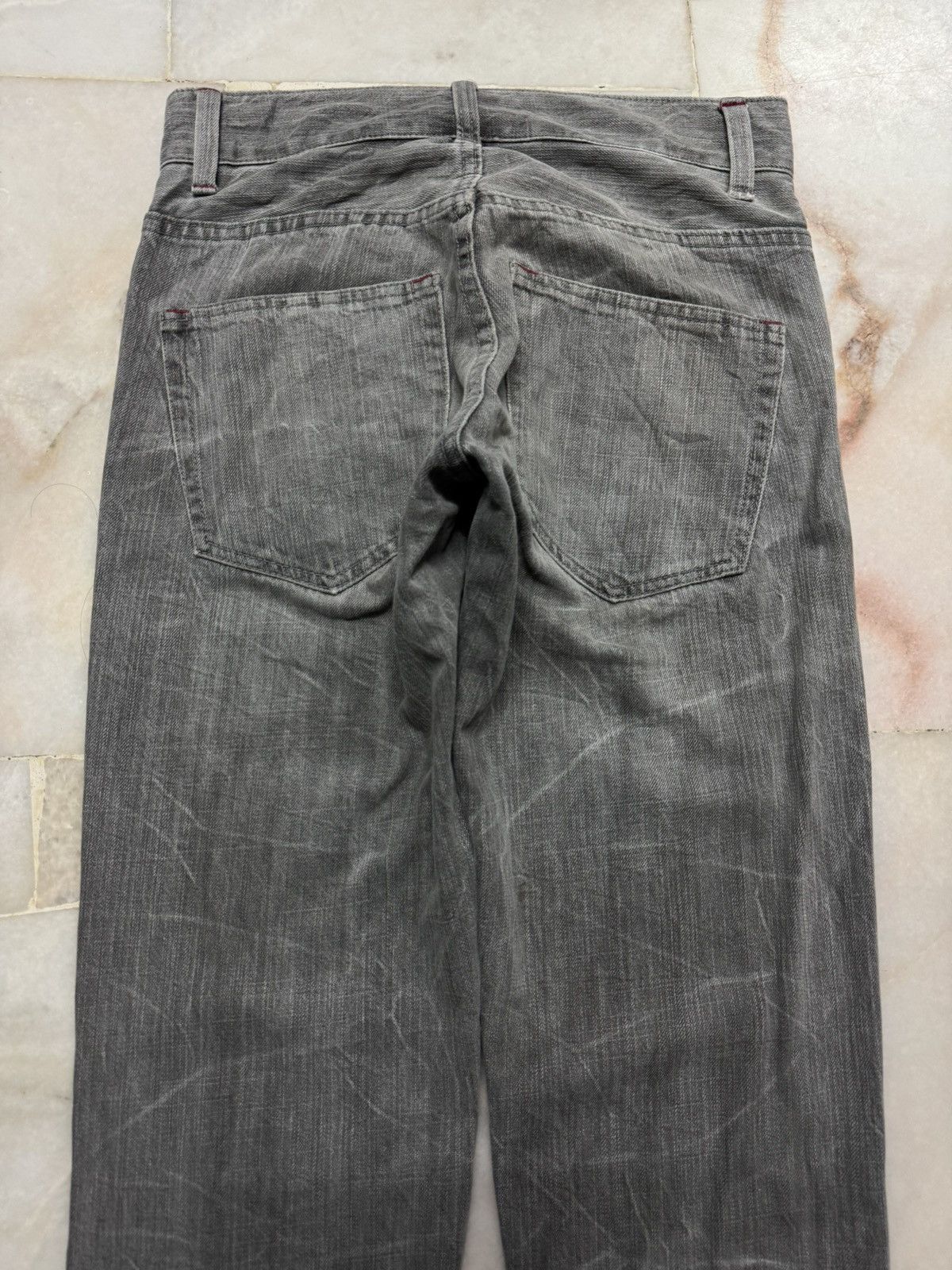 Designer 💥Flare💥90s Jack Serika Punk Jeans Script Logo Faded Distress Size US 28 / EU 44 - 13 Thumbnail