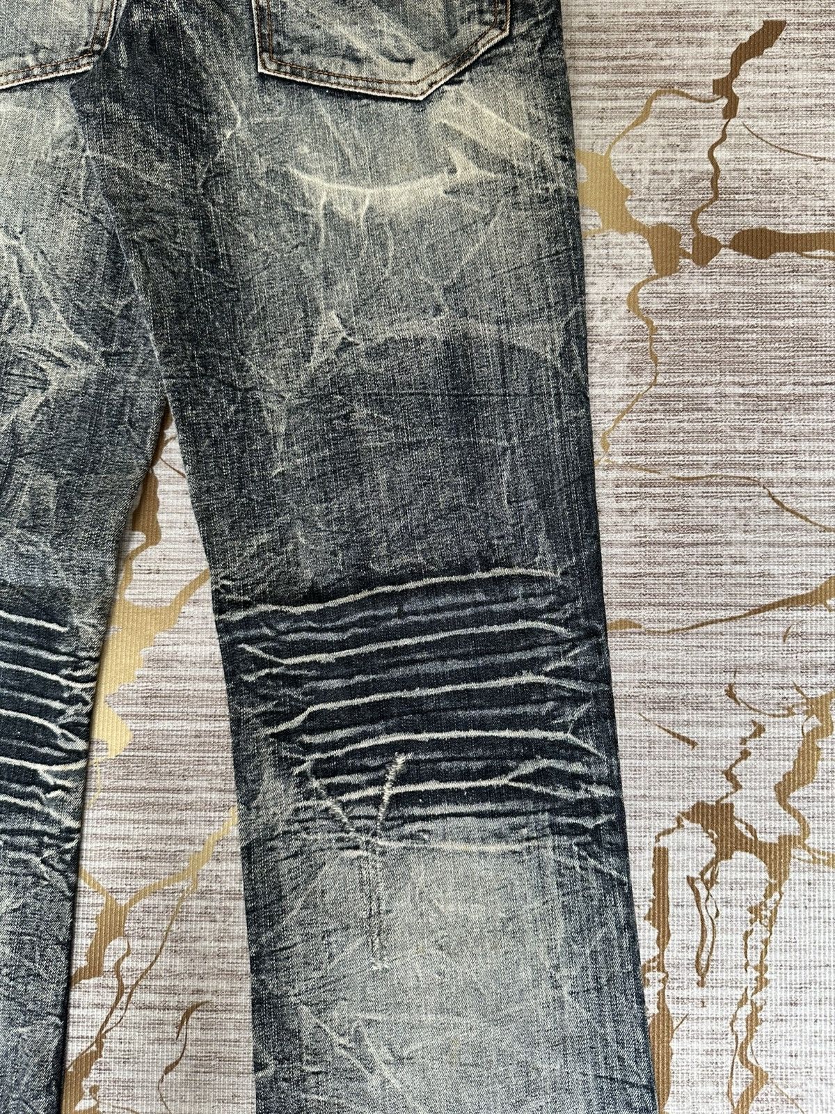 Tornado Mart FLARE Black Barcara Distressed Claw Marks Design Denim Size US 30 / EU 46 - 16 Thumbnail