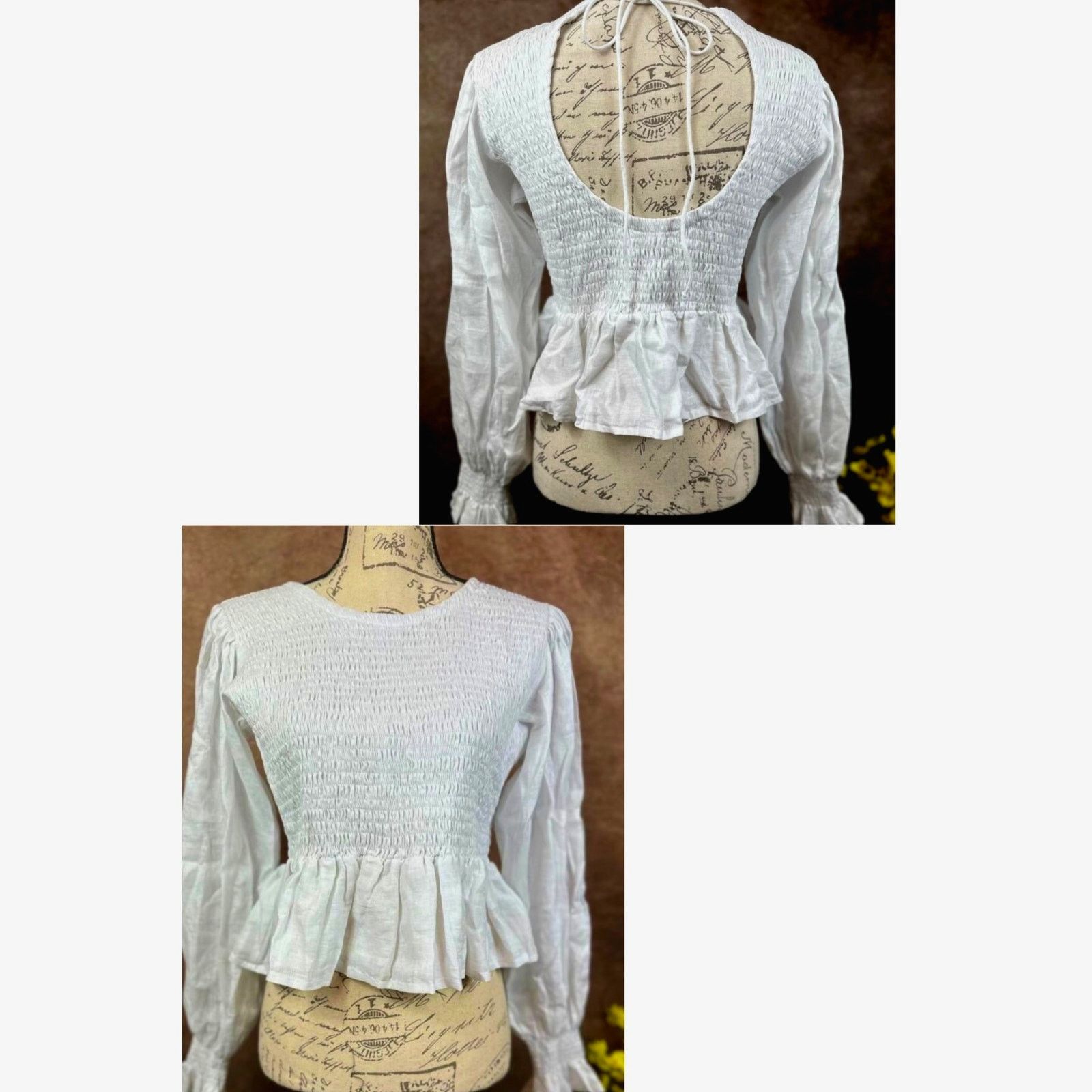 FAITHFULL Faithfull The Brand Savita Linen Open Back Top White size 4 Size S / US 4 / IT 40 - 2 Thumbnail