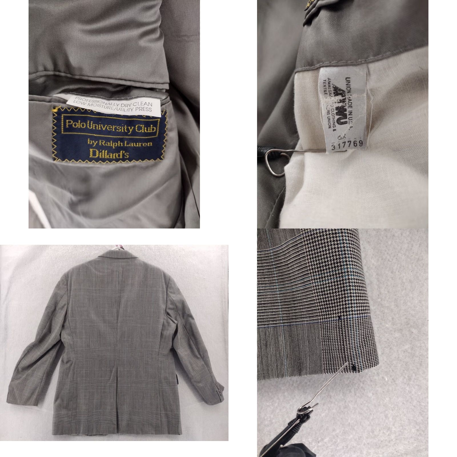 Ralph Lauren VINTAGE Ralph Lauren Polo University Blazer Men's 44 Wool Plaid Checks University Theme Gray Mens Size US XXL / EU 58 / 5 - 8 Thumbnail