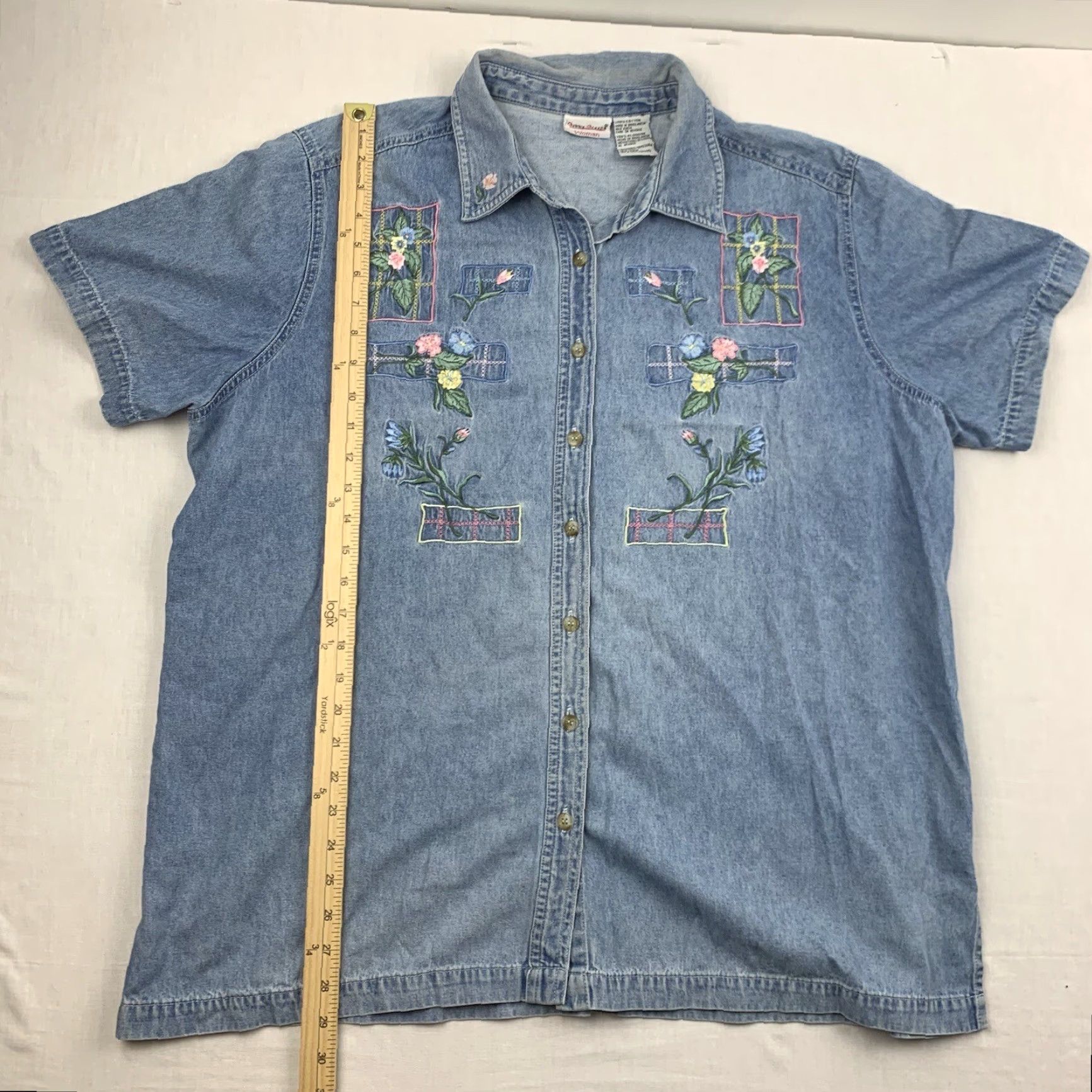 Vintage VINTAGE Bobbie Brooks Floral Button Up Womens XL Blue Denim 90s Size XL / US 12-14 / IT 48-50 - 4 Thumbnail