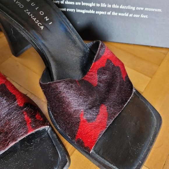 Other Nebuloni Flavio Zanasca Real Leather Red Cow Sandals - 37 Size US 7 / IT 37 - 2 Thumbnail