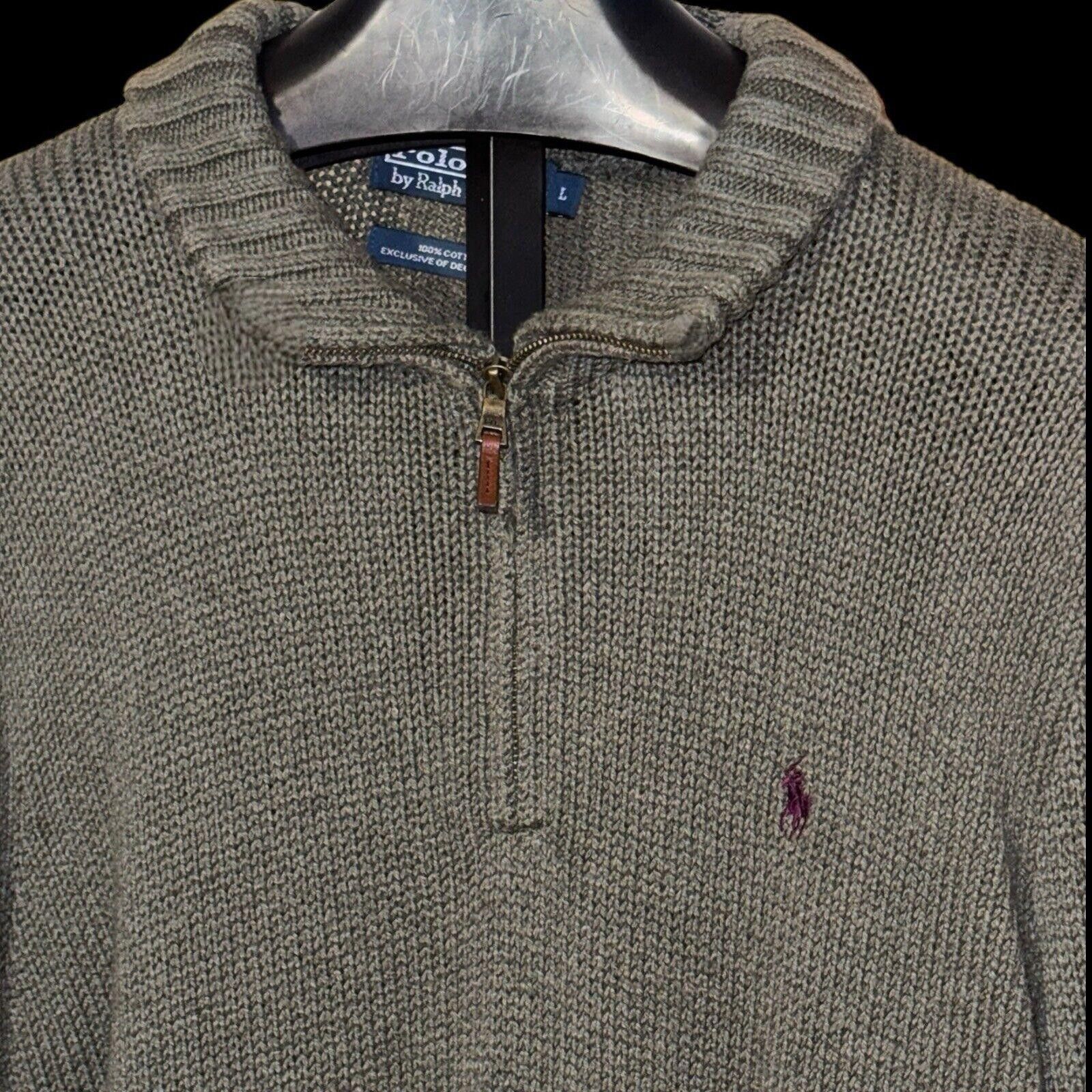 Polo Ralph Lauren Polo Ralph Lauren 1/4 Zip Sweater Mock Neck Olive Green Sz L Size US L / EU 52-54 / 3 - 2 Thumbnail