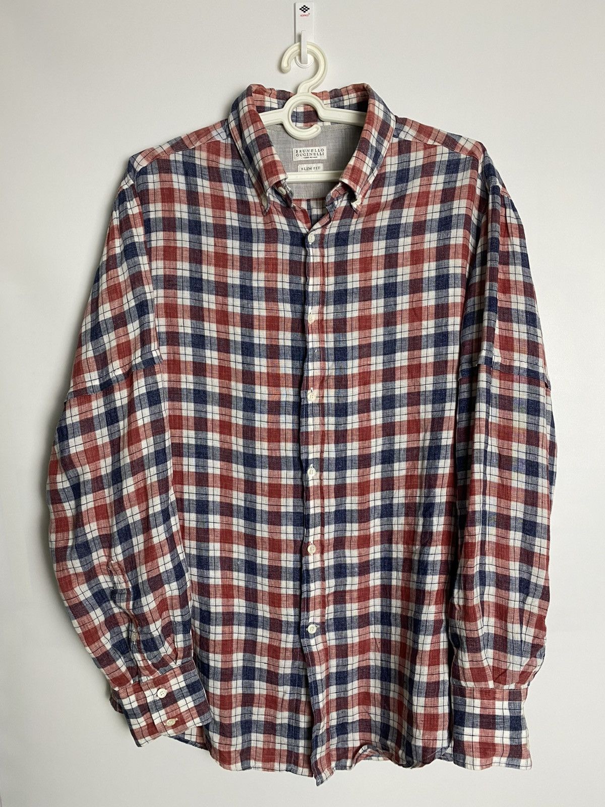Brunello Cucinelli Brunello Cucinelli Linen Plaid Shirt Size US L / EU 52-54 / 3 - 1 Thumbnail