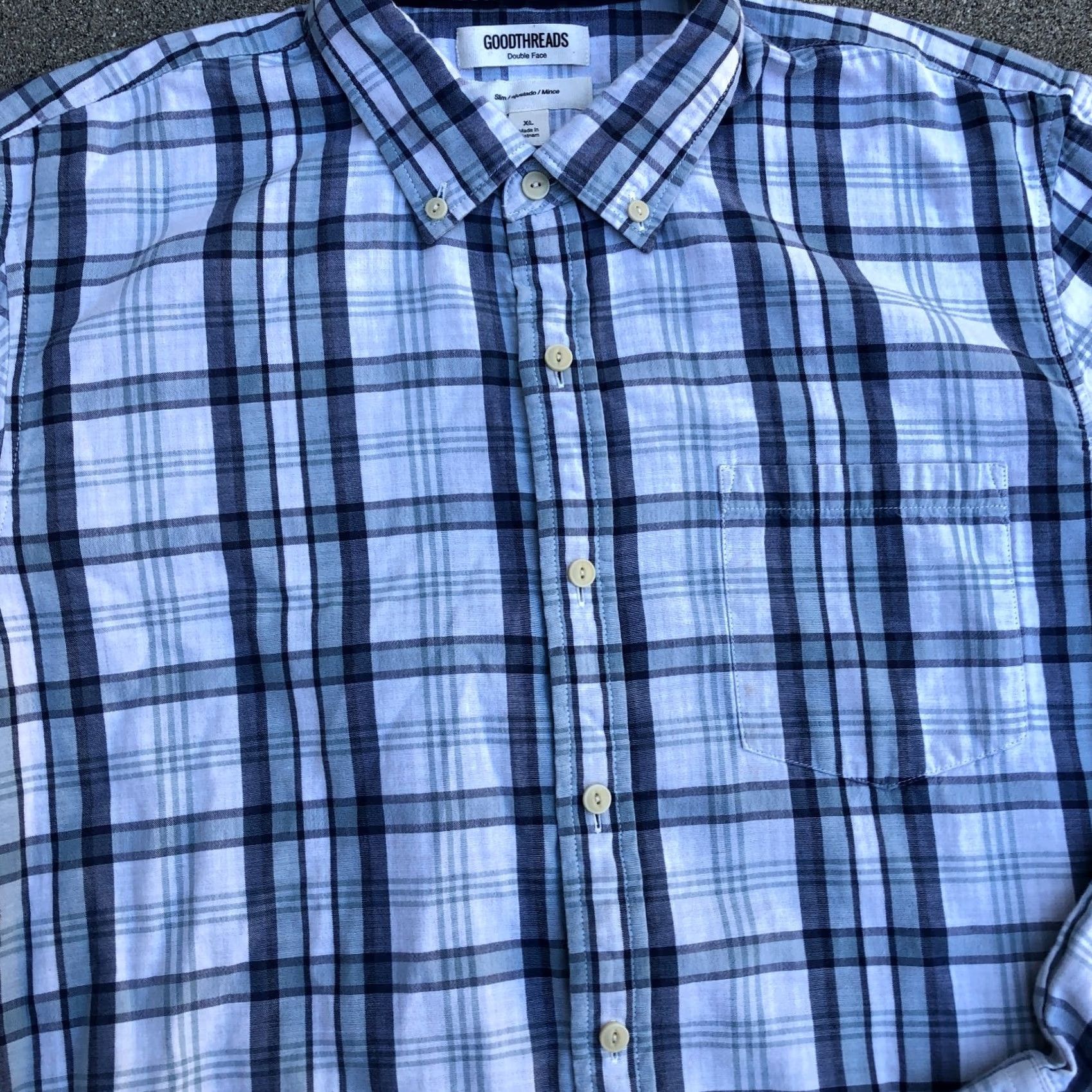 Doublet GOODTHREADS Double Face Slim Fit Button Down Shirt Men's XL Plaid Blue Size US XL / EU 56 / 4 - 2 Thumbnail