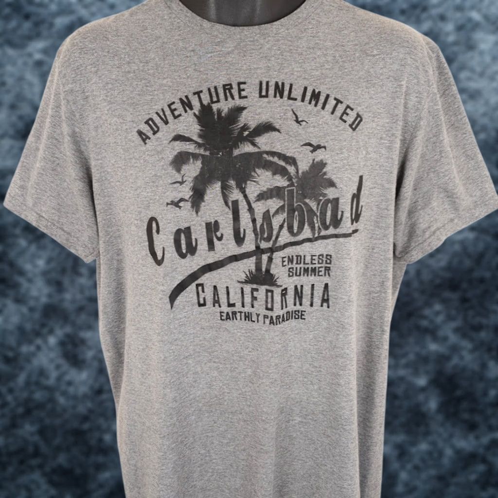 Delta VINTAGE Carlsbad California T Shirt Mens Large Gray Palm Trees Travel Destination Size US L / EU 52-54 / 3 - 1 Thumbnail