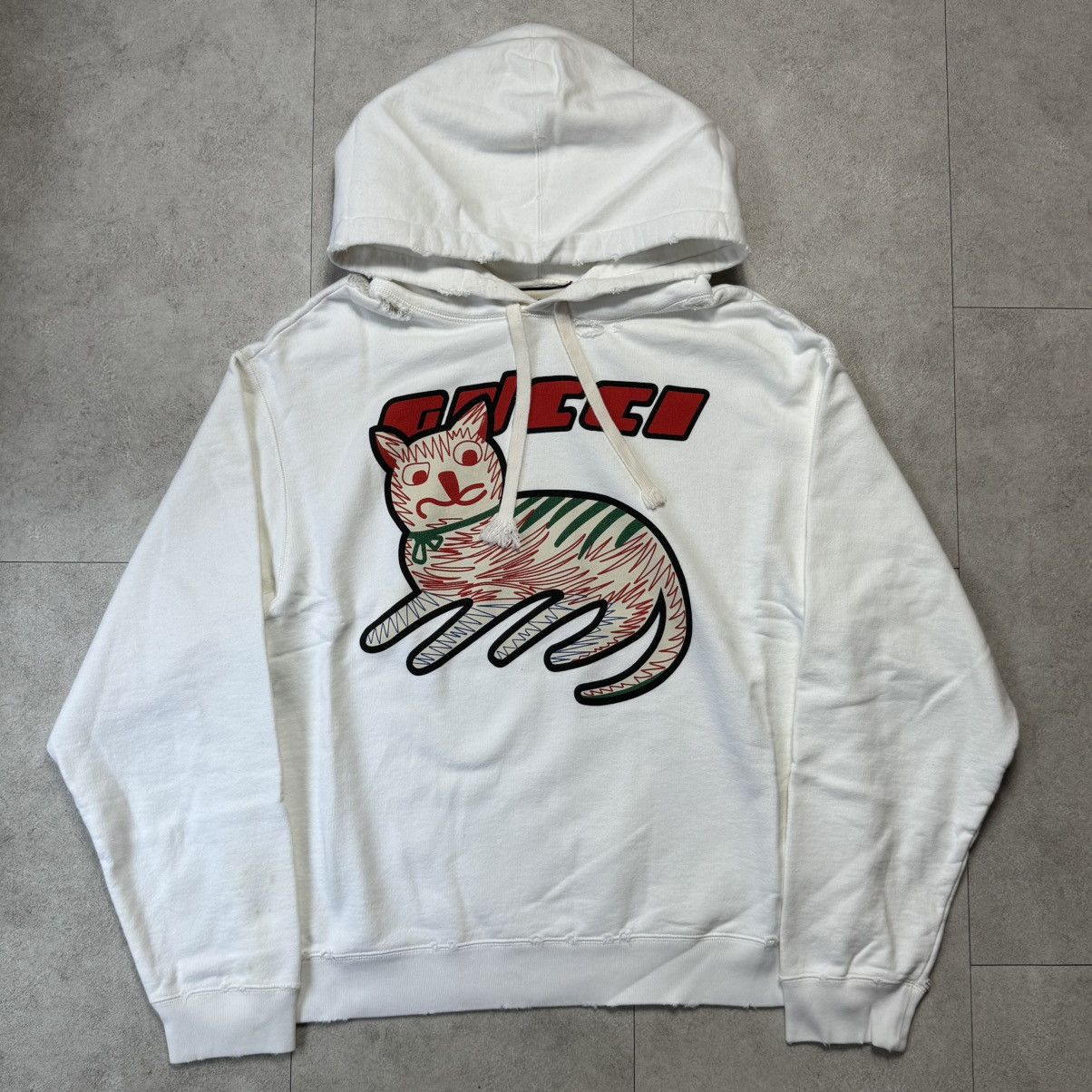 Designer × Gucci *RARE* Gucci Cat Distressed Italy-Made Boxy Cut Hoodie Size US L / EU 52-54 / 3 - 1 Thumbnail