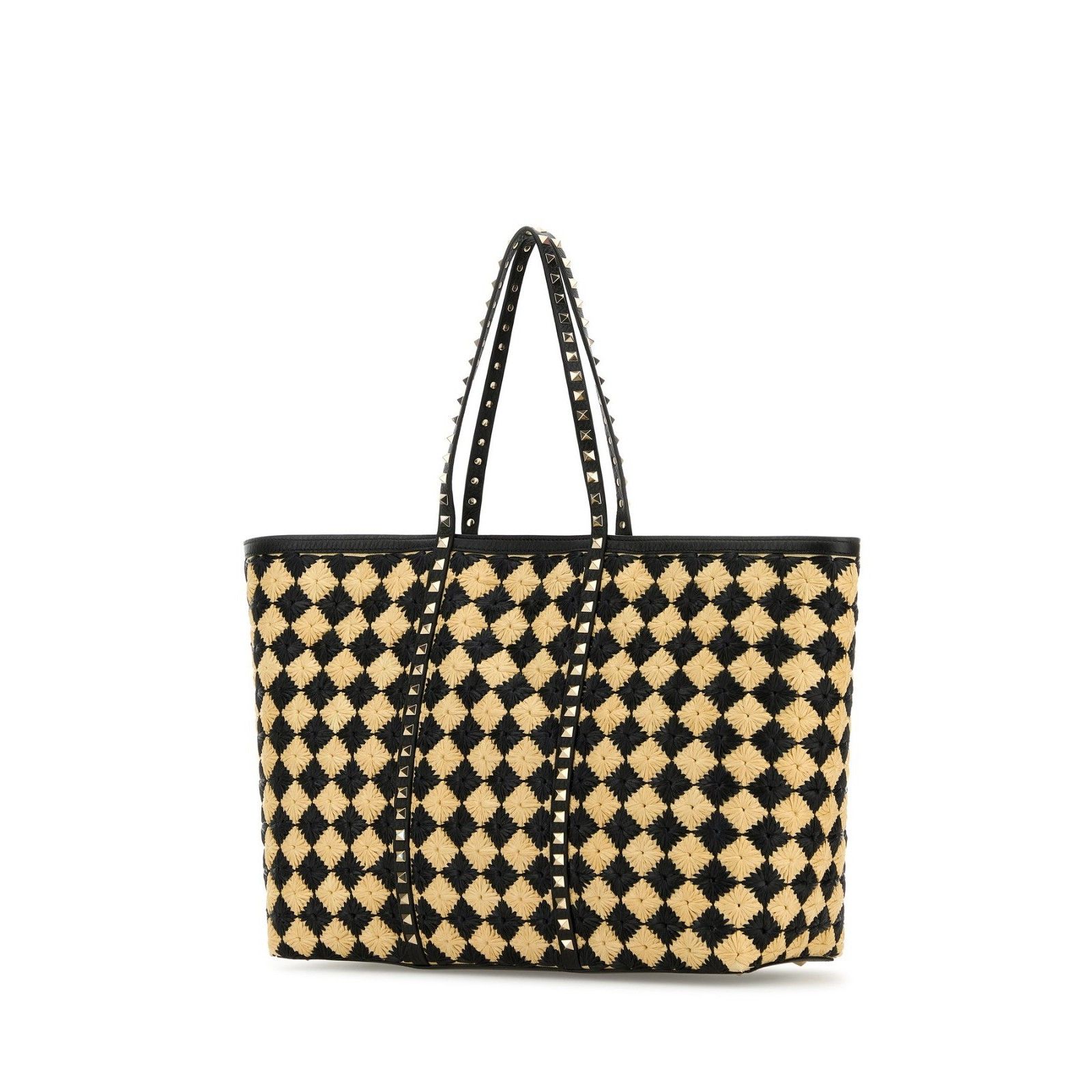 Valentino VALENTINO GARAVANI Embroidered Rockstud Black Yellow Raffia Size ONE SIZE - 2 Thumbnail