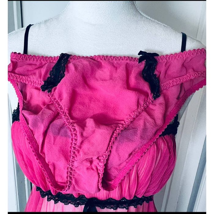 Victoria's Secret 34D BRA SET+garter+M Panty+Thong LOT+SLIP Gown Pink Black  Lace